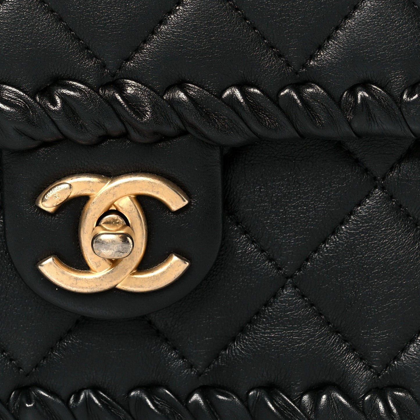 Calfskin Braided Mini My Own Frame Flap Black