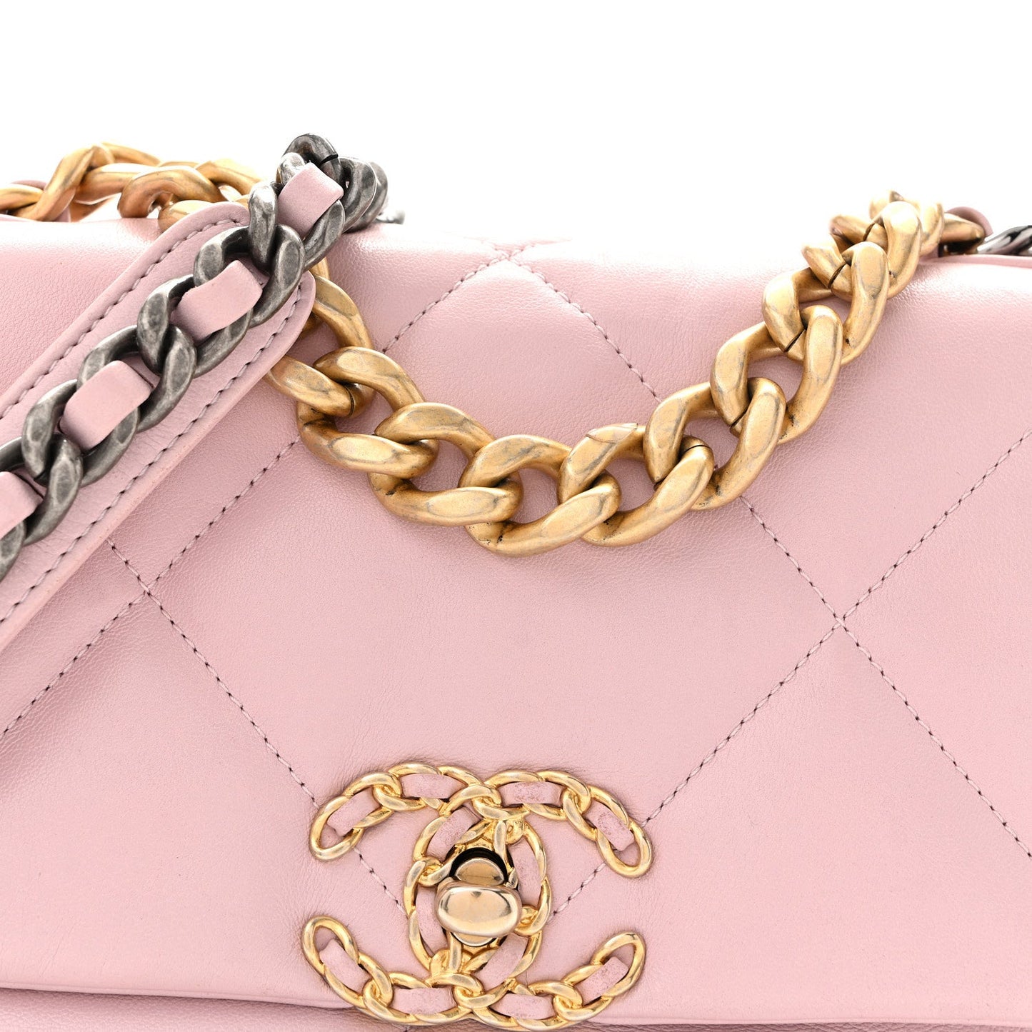 Lambskin Quilted Medium Chanel 19 Flap Light Pink