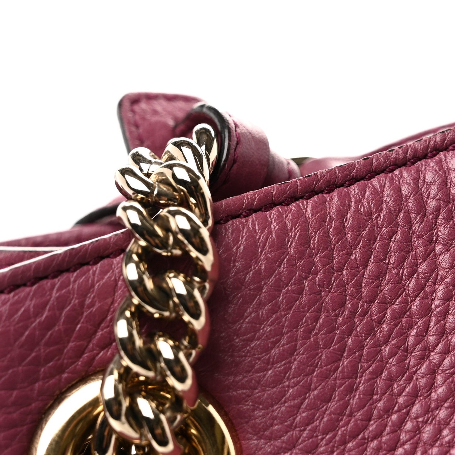 Pebbled Calfskin Medium Soho Chain Shoulder Bag Peonia Flower
