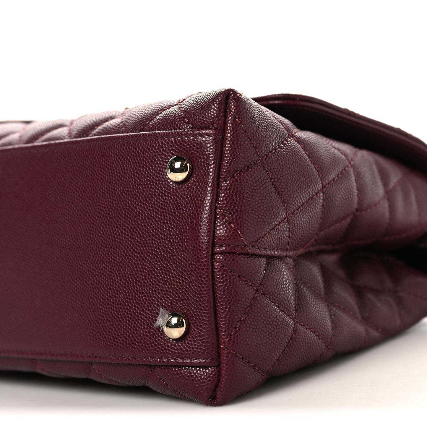 Caviar Quilted Small Coco Handle Flap Burgundy