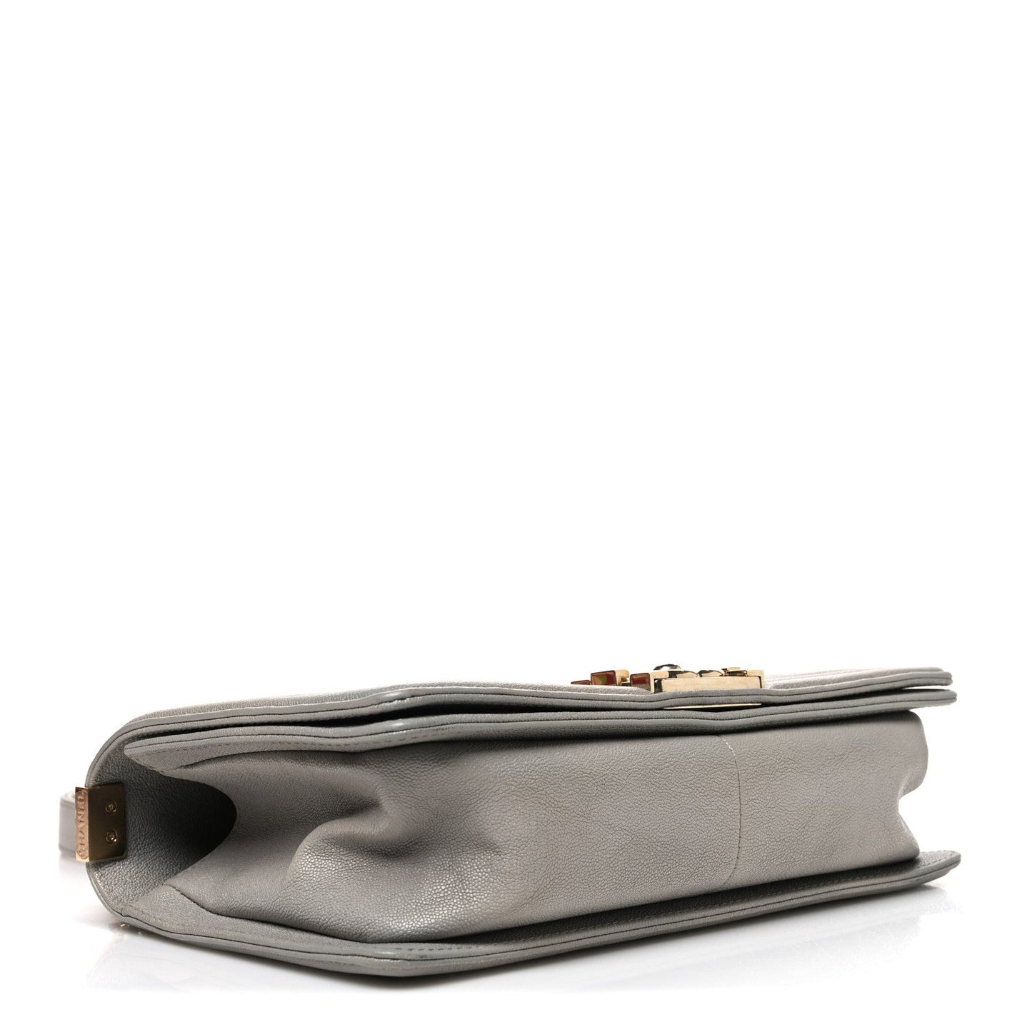 Caviar Quilted Medium Boy Flap Light Grey
