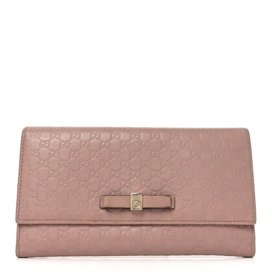 Microguccissima Bow Continental Wallet Soft Pink