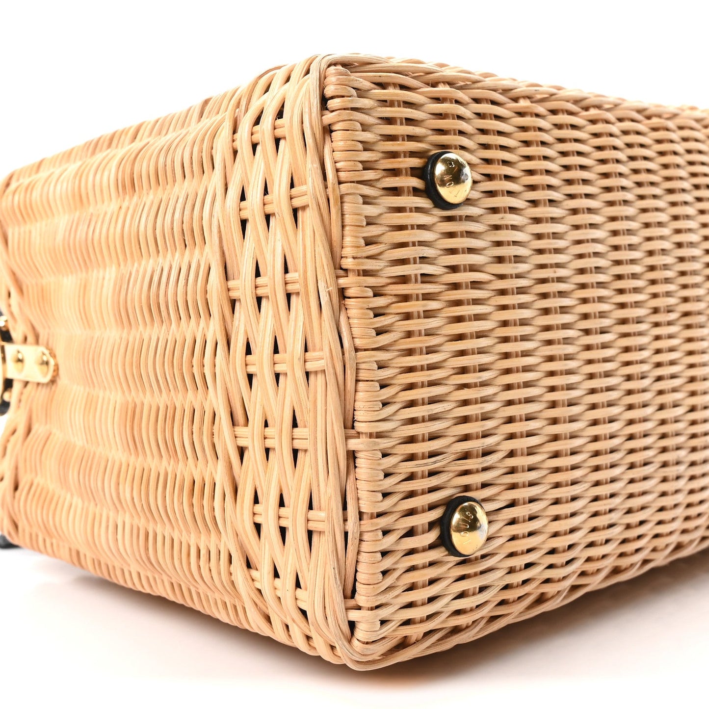 Rattan Calfskin Capucines BB Black