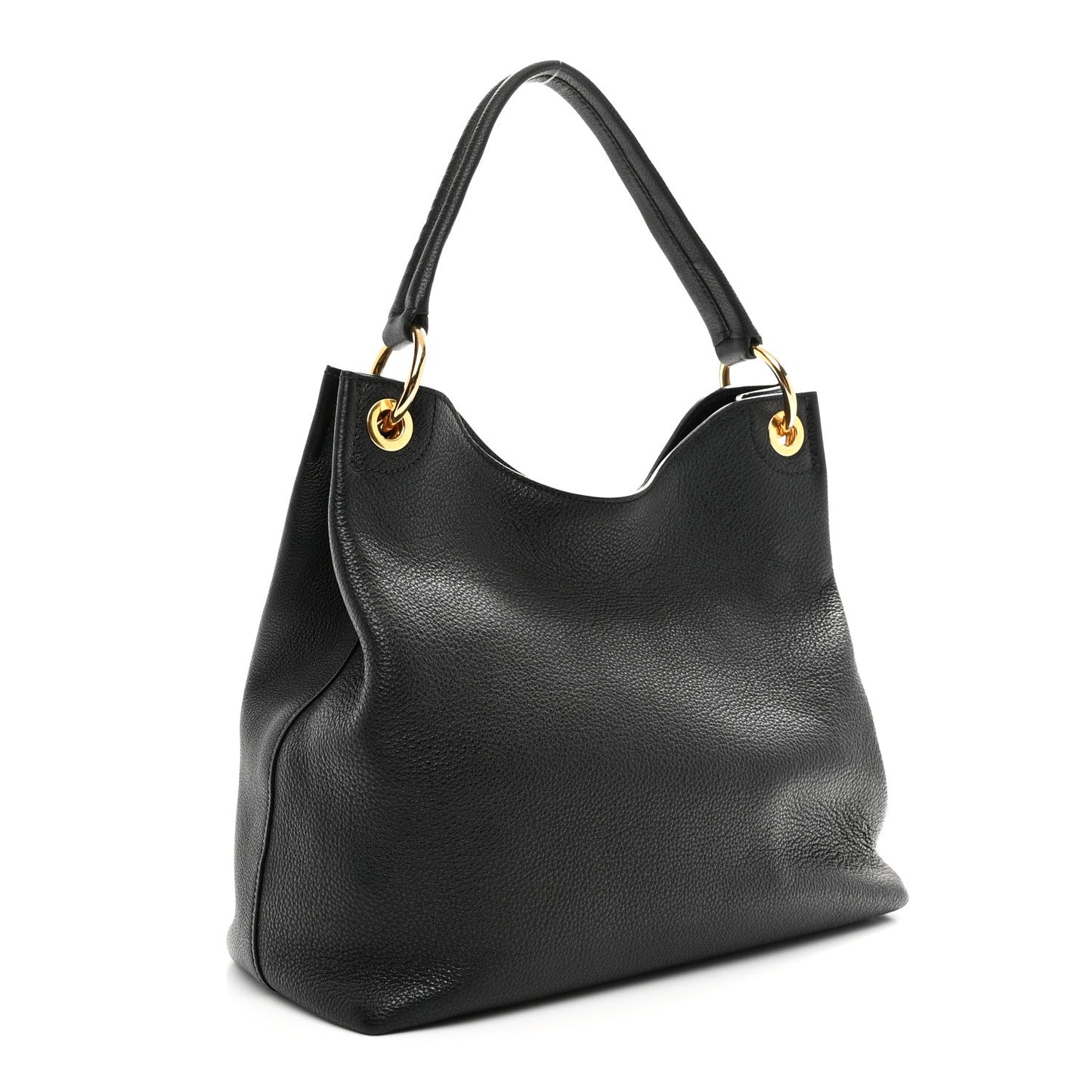 Vitello Phenix Embossed Logo Hobo Black