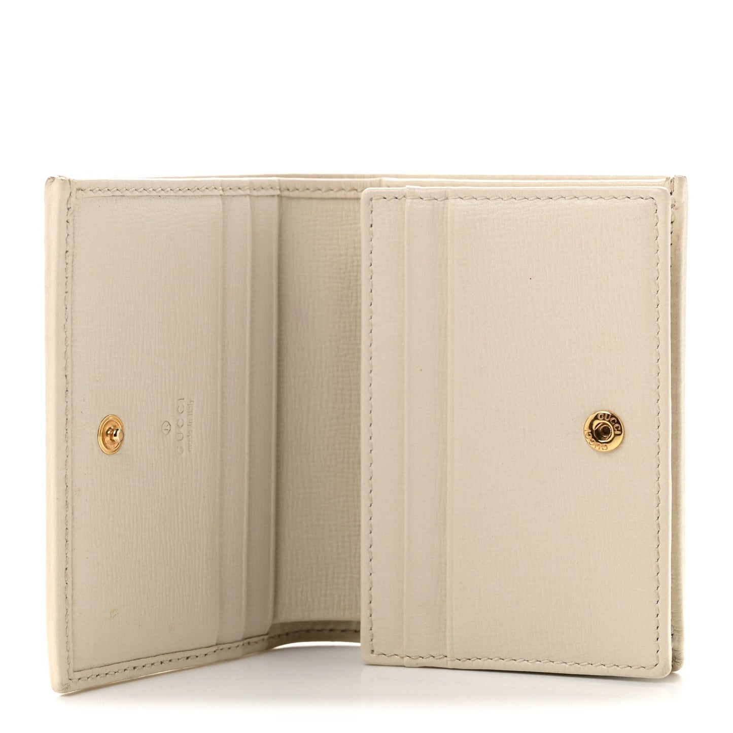 GG Supreme Monogram Azalea Calfskin Horsebit 1955 Card Case Wallet Beige Ebony Mystic White