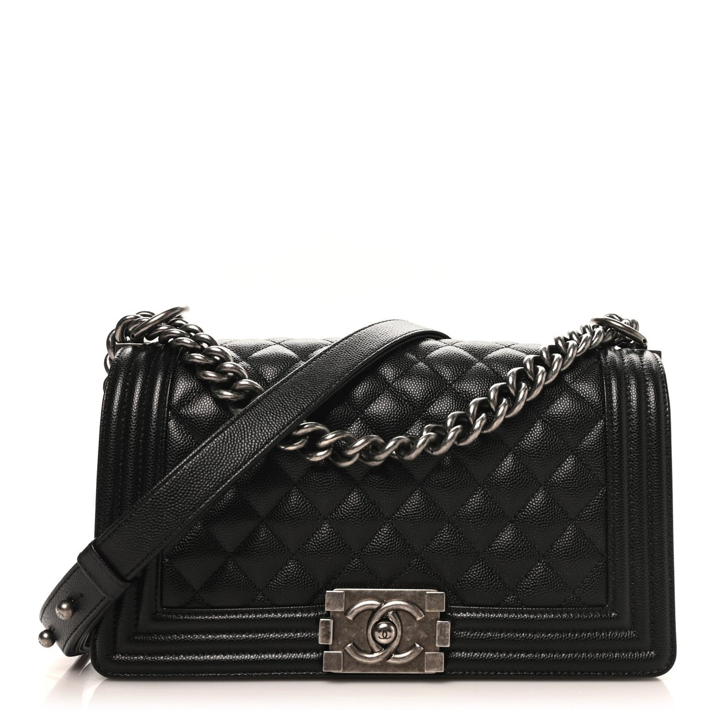 Caviar Quilted Medium Boy Flap Black