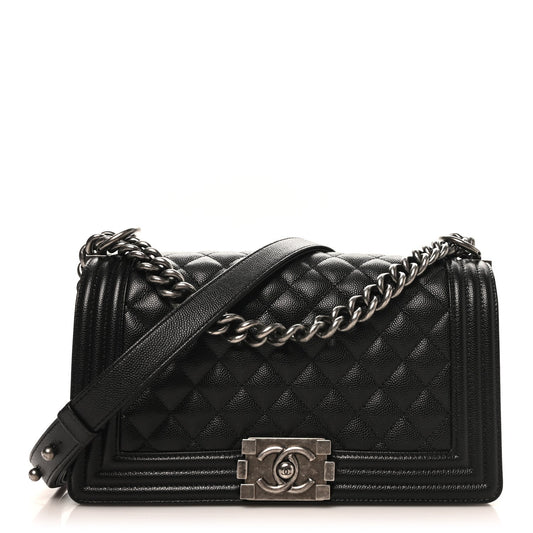 Caviar Quilted Medium Boy Flap Black