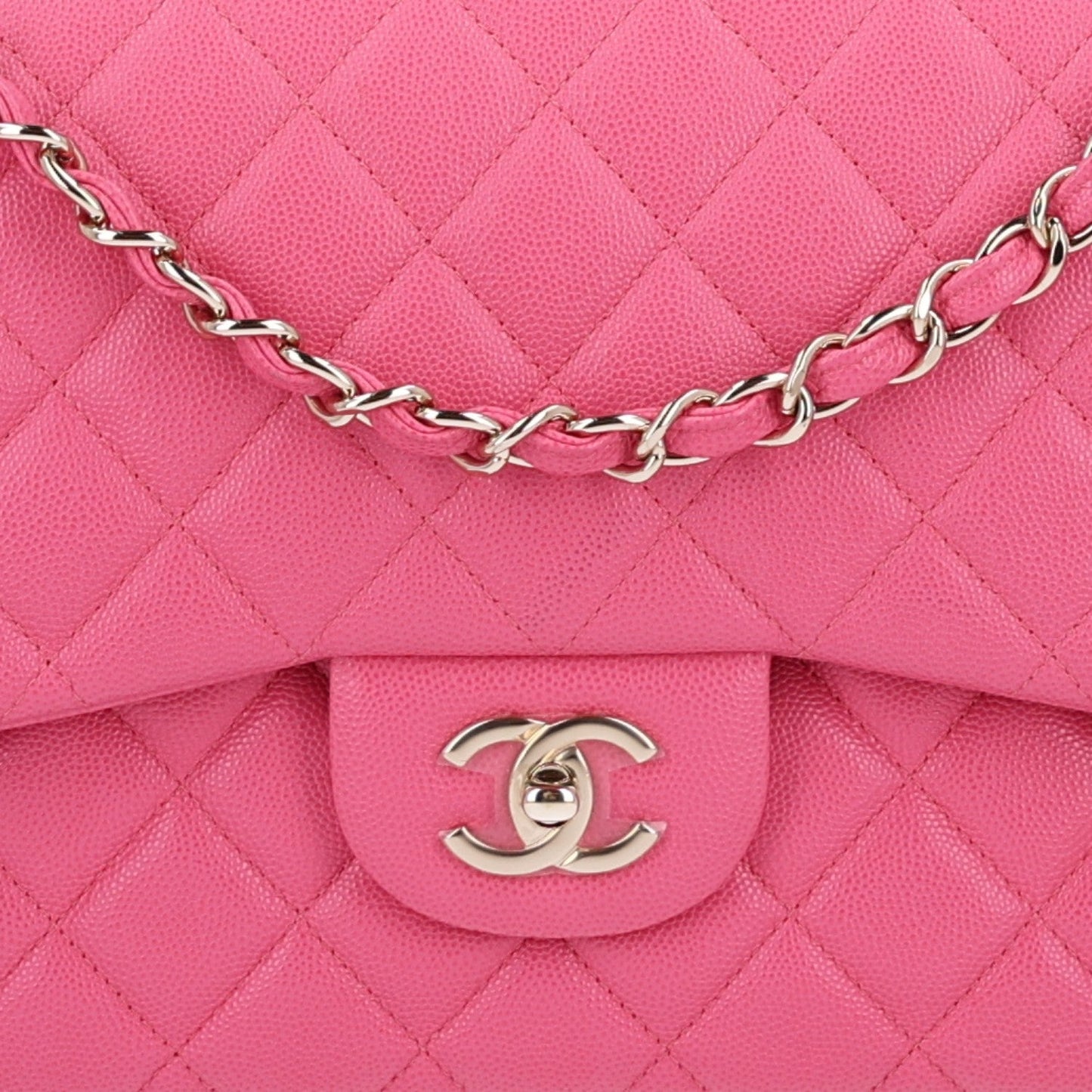Caviar Quilted Jumbo Double Flap Pink