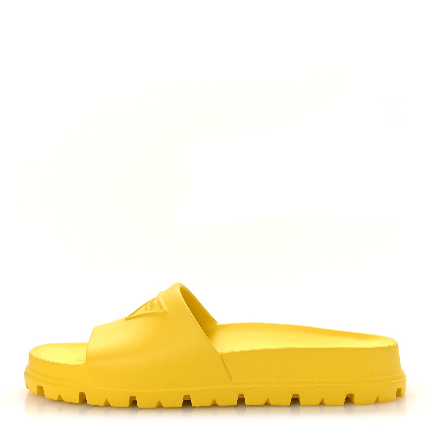 EVA Rubber Triangle Logo Embossed Womens Lug Sole 20mm Slide Sandals 41 Sole