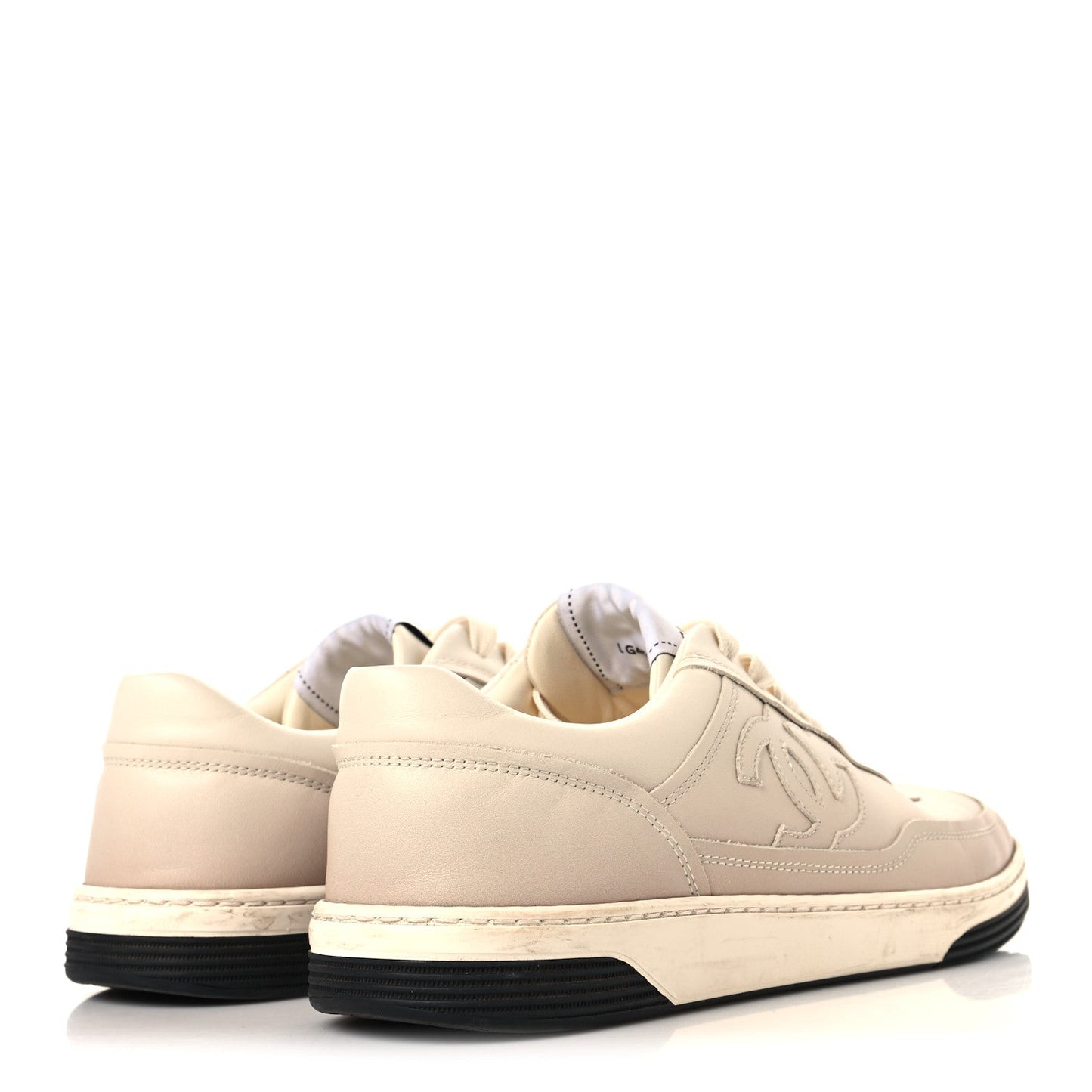 Printed Calfskin Womens CC Logo Sneakers 38 Beige