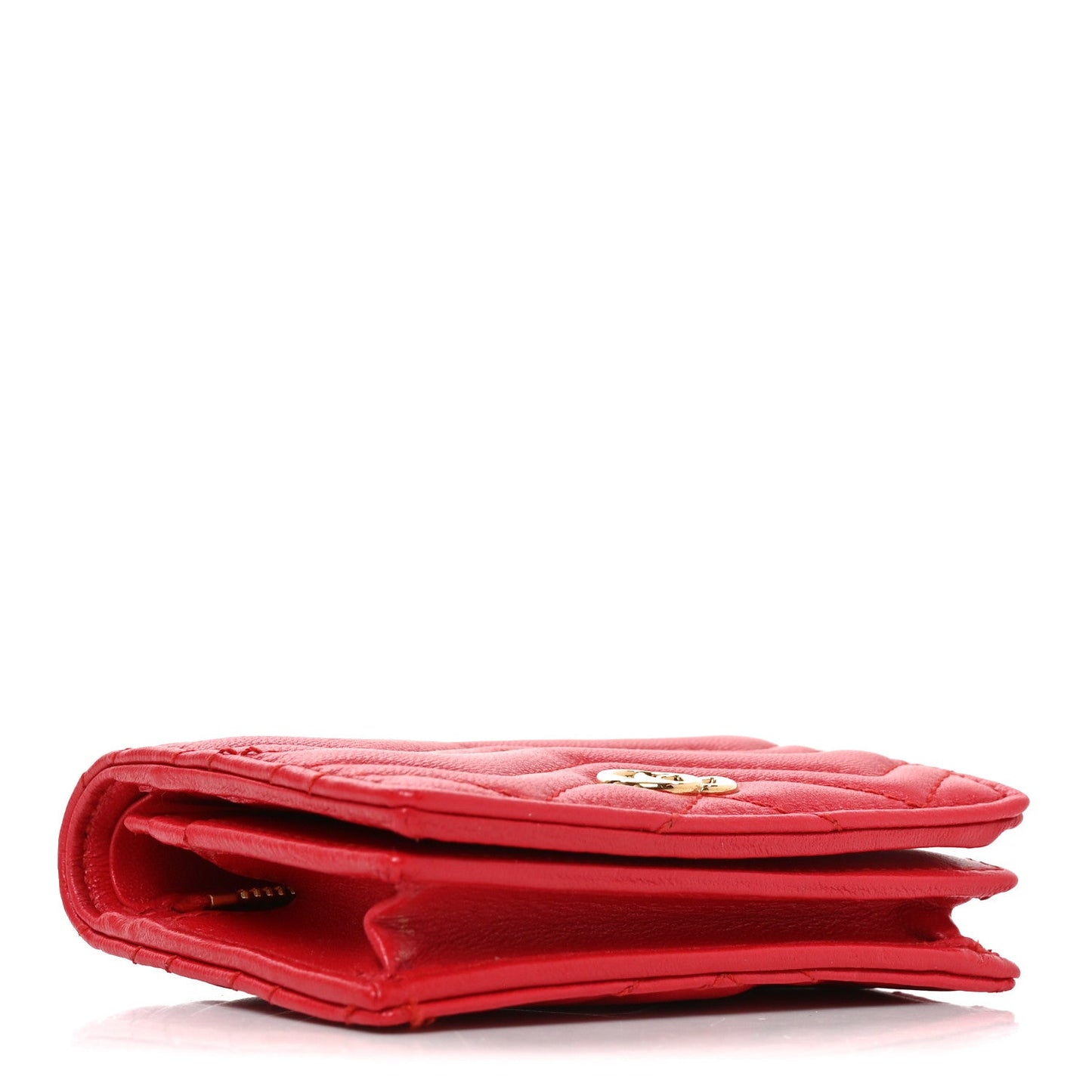 Calfskin Matelasse GG Marmont Card Case Wallet Bright Red
