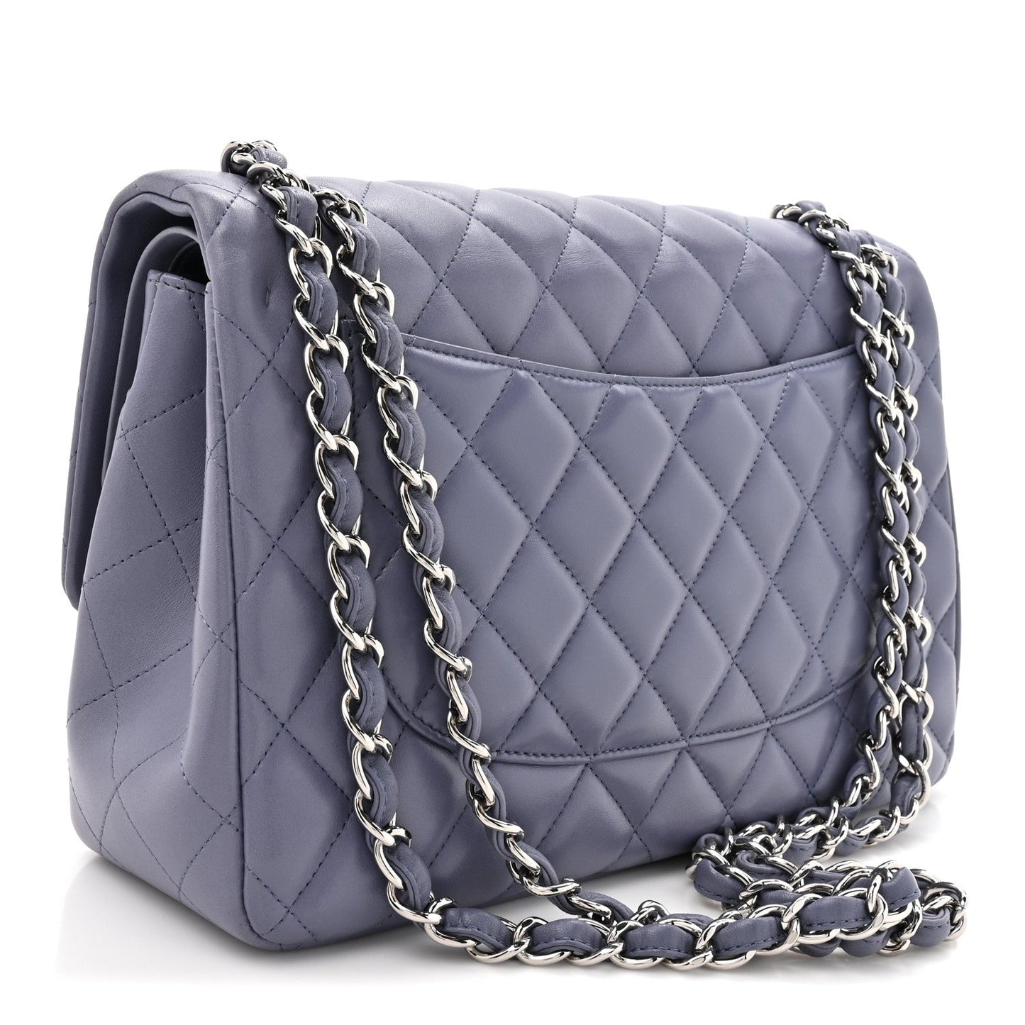 Lambskin Quilted Jumbo Double Flap Light Purple
