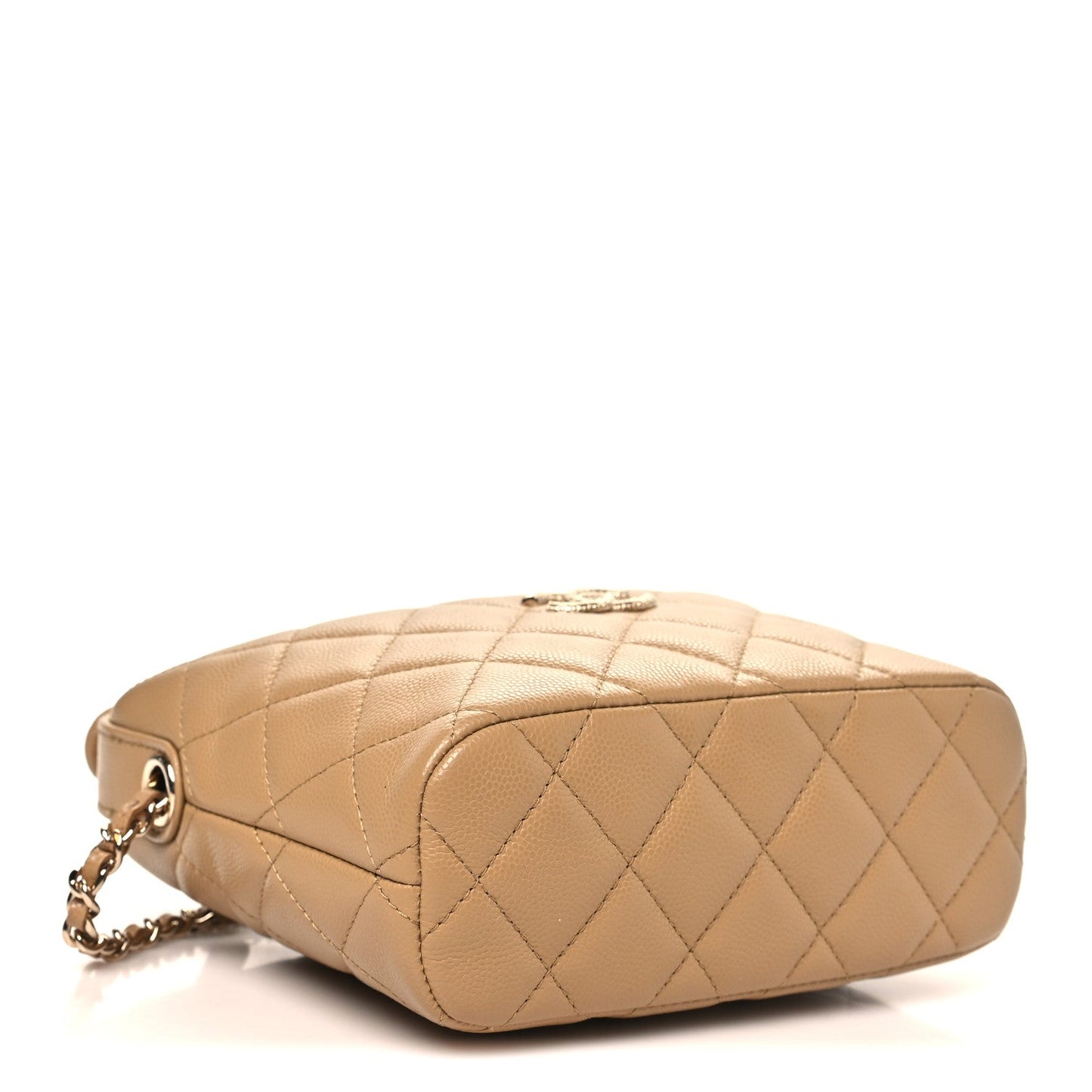 Caviar Quilted Hobo Dark Beige