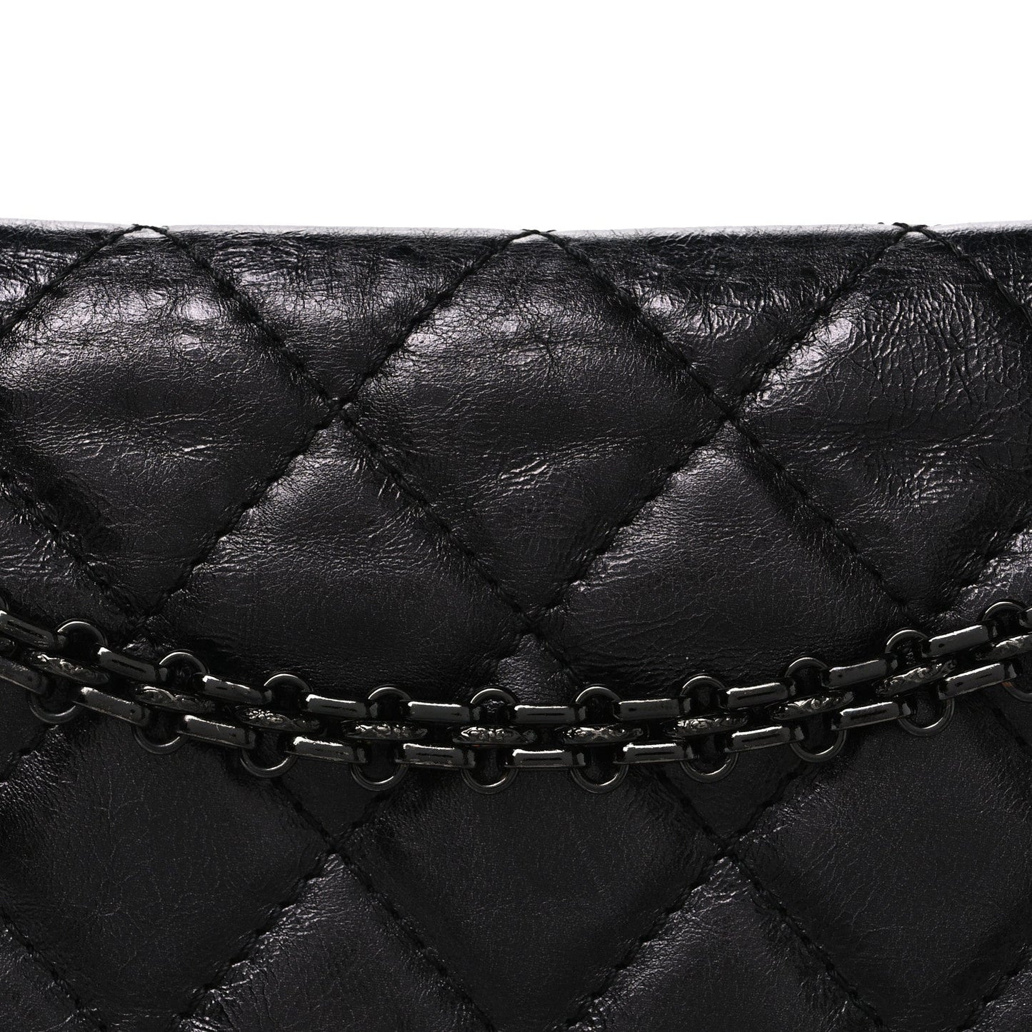 Metallic Aged Calfskin Quilted 2.55 Reissue 227 Flap So Black