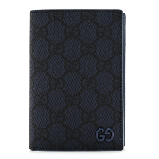 GG Supreme Monogram Passport Case Dark Blue
