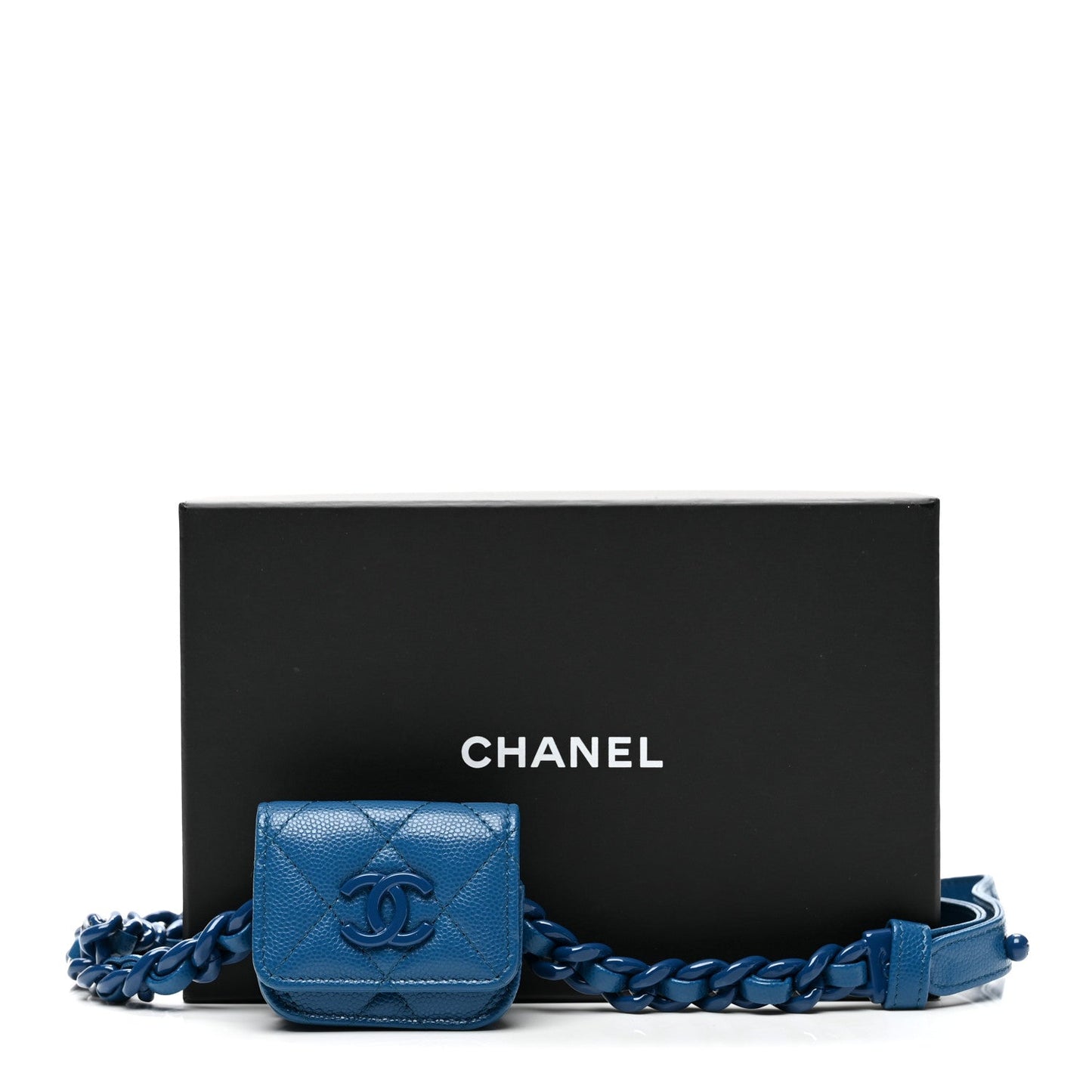 Caviar Quilted Airpods Pro Holder Belt Blue
