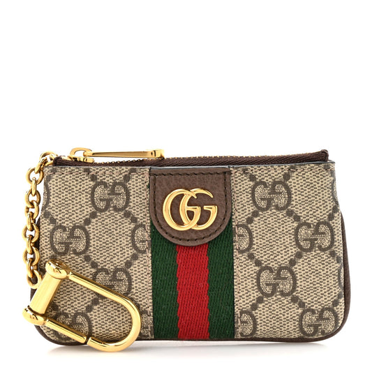GG Supreme Monogram Web Ophidia Key Case Beige New Acero