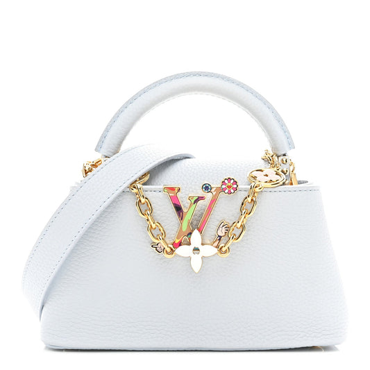 LV X TM Taurillon Capucines East West Mini Olympe Blue