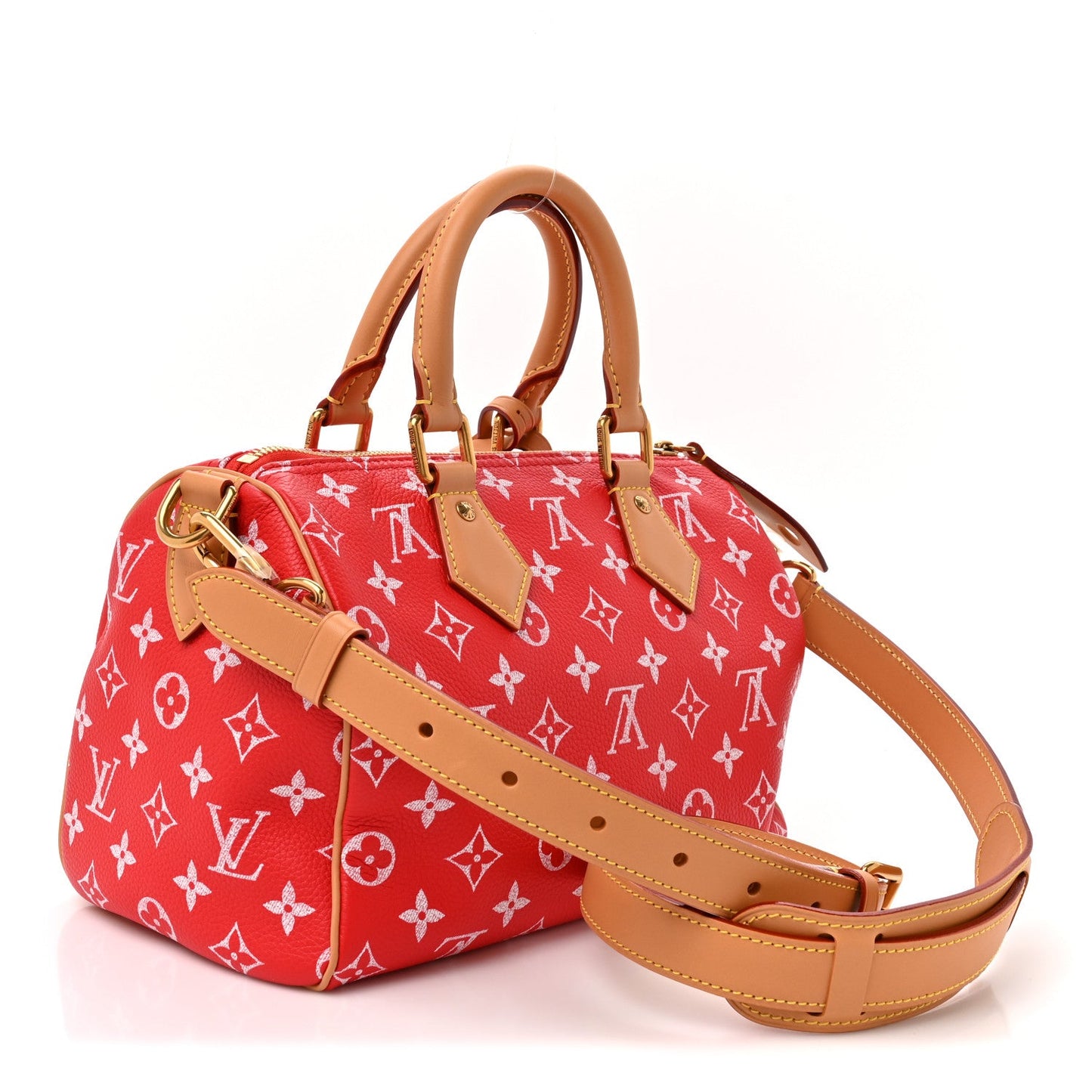 Soft Calfskin Monogram Speedy P9 Bandouliere 25 Red