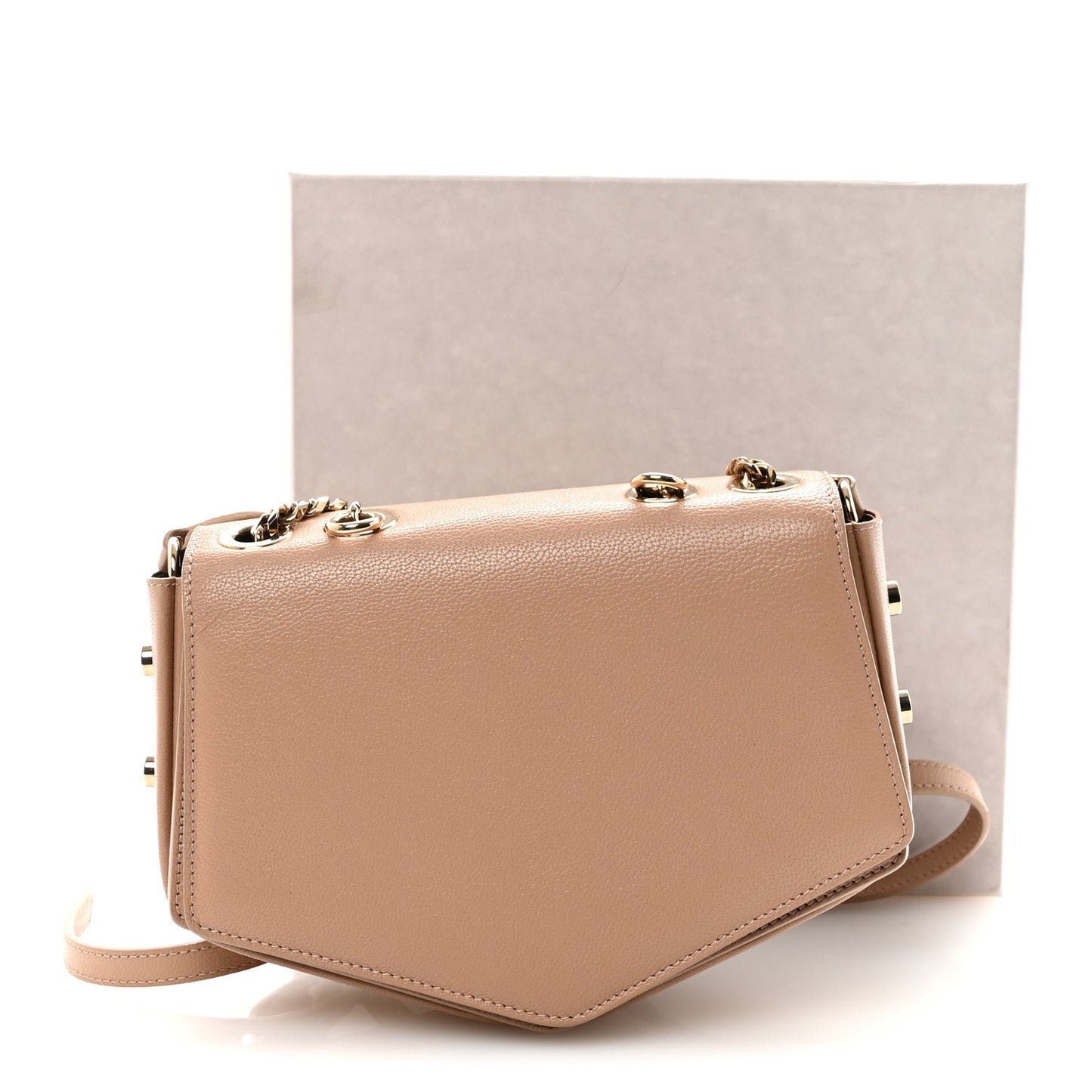 Soft Grained Goatskin Arrow Crossbody Bag With Chain Ballet Pink
