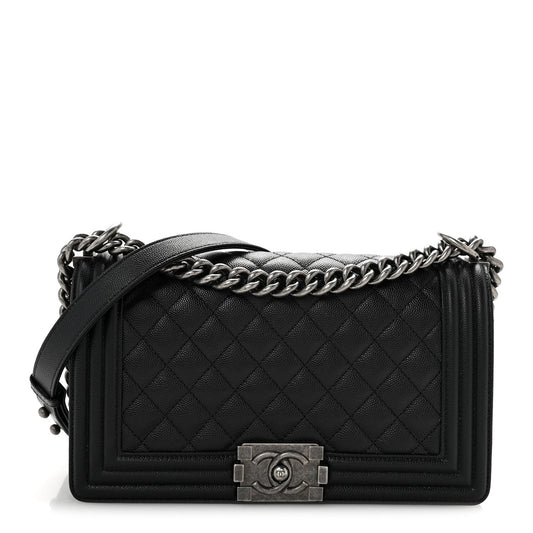 Caviar Quilted Medium Boy Flap Black