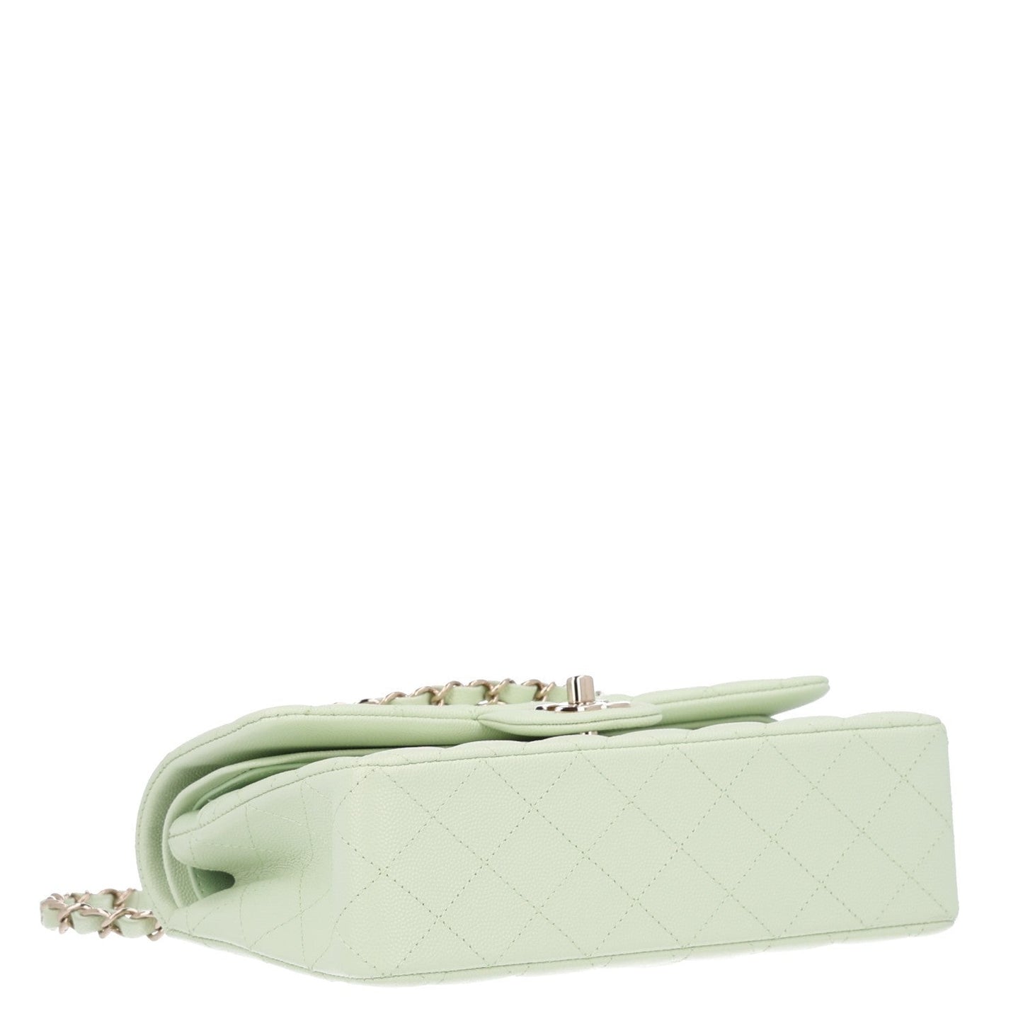 Caviar Quilted Small Double Flap Light Green