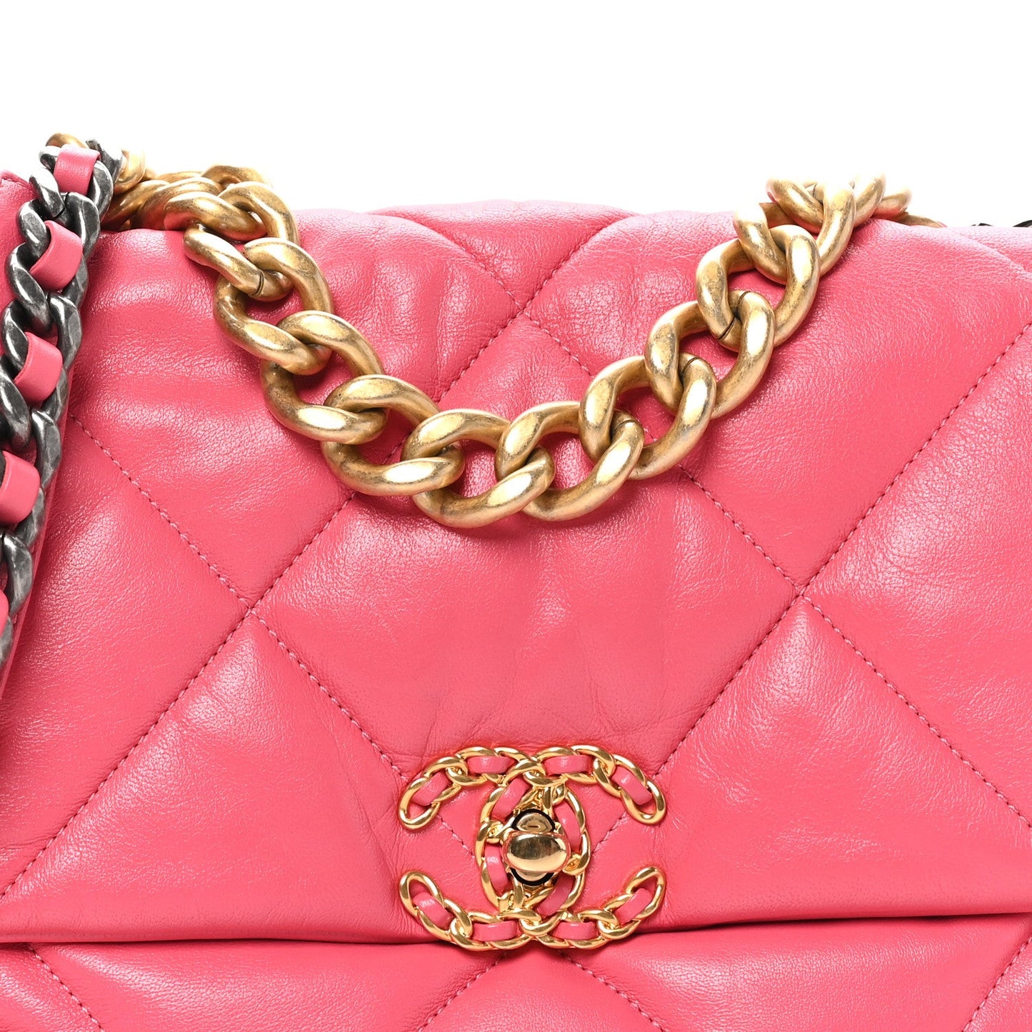 Goatskin Quilted Large Chanel 19 Flap Dark Pink