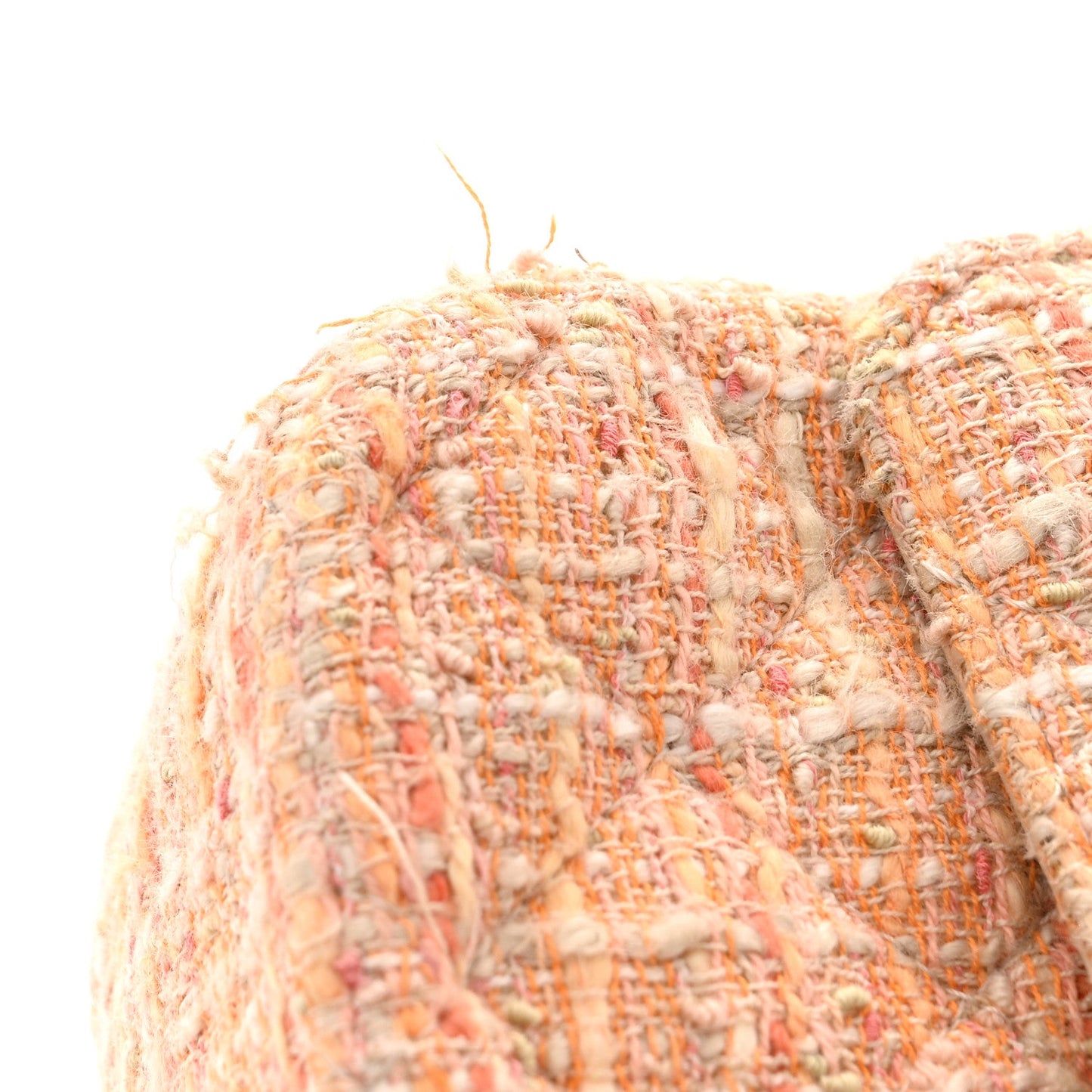 Tweed Quilted Medium Double Flap Orange Beige Multicolor