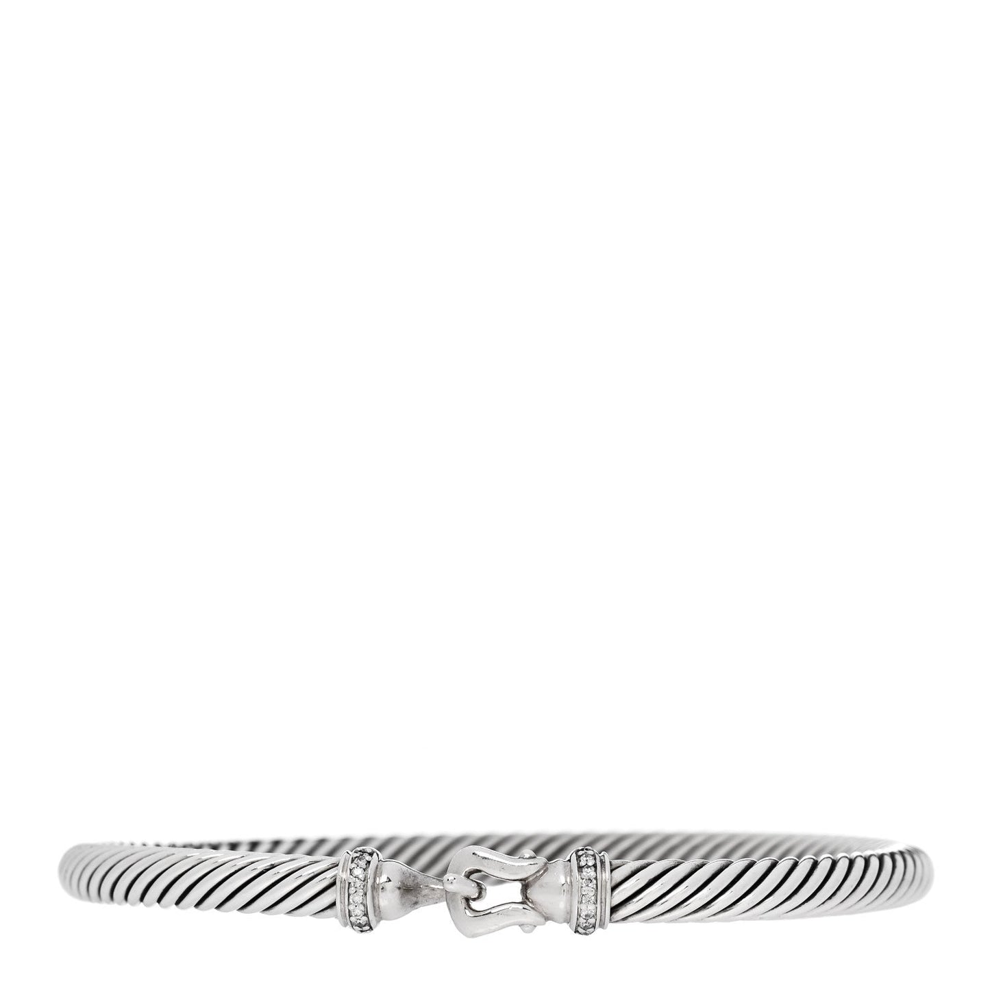 Sterling Silver Diamond 5mm Cable Buckle Bracelet