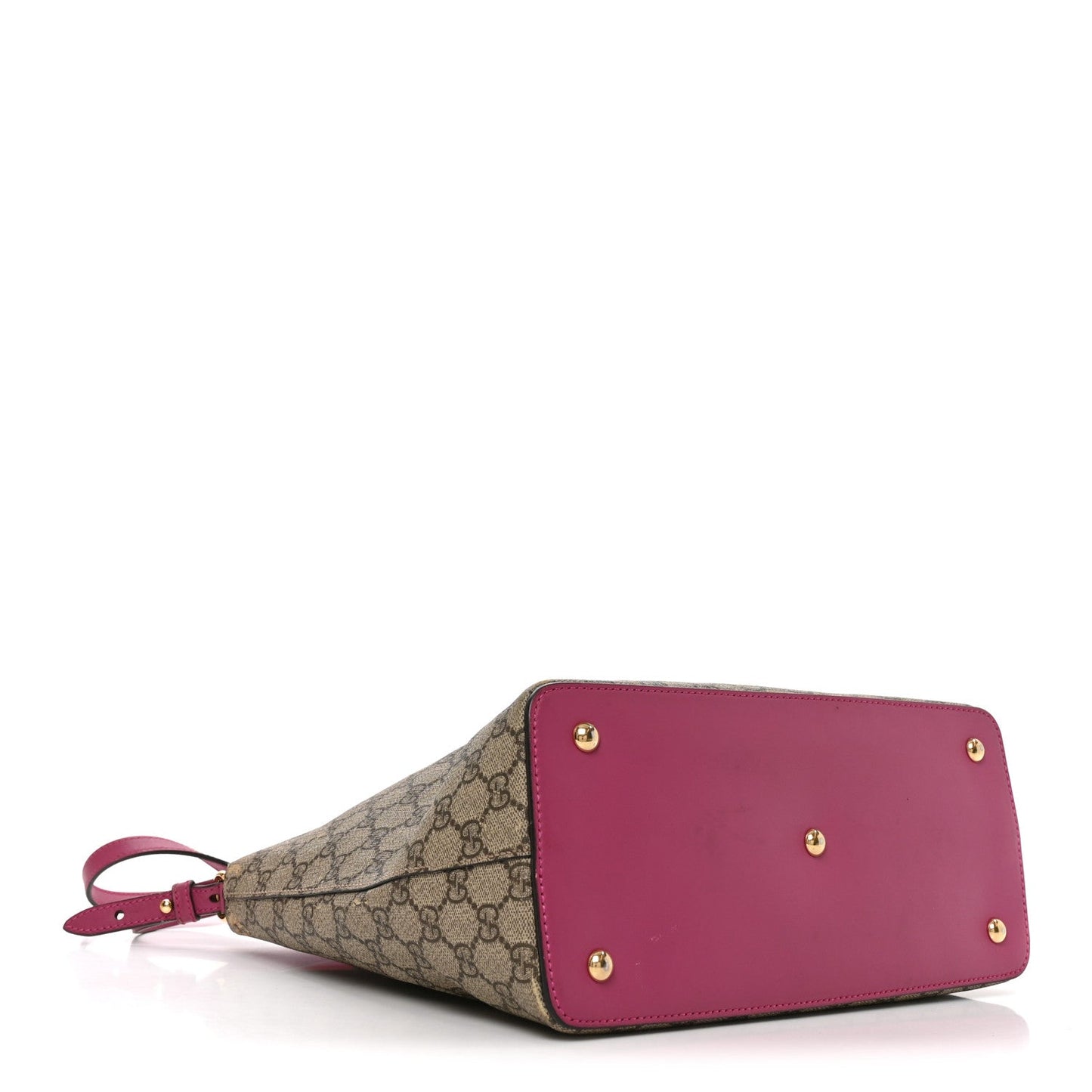 GG Supreme Monogram Linea A Foldover Tote Beige Hibiscus Red New Rosette