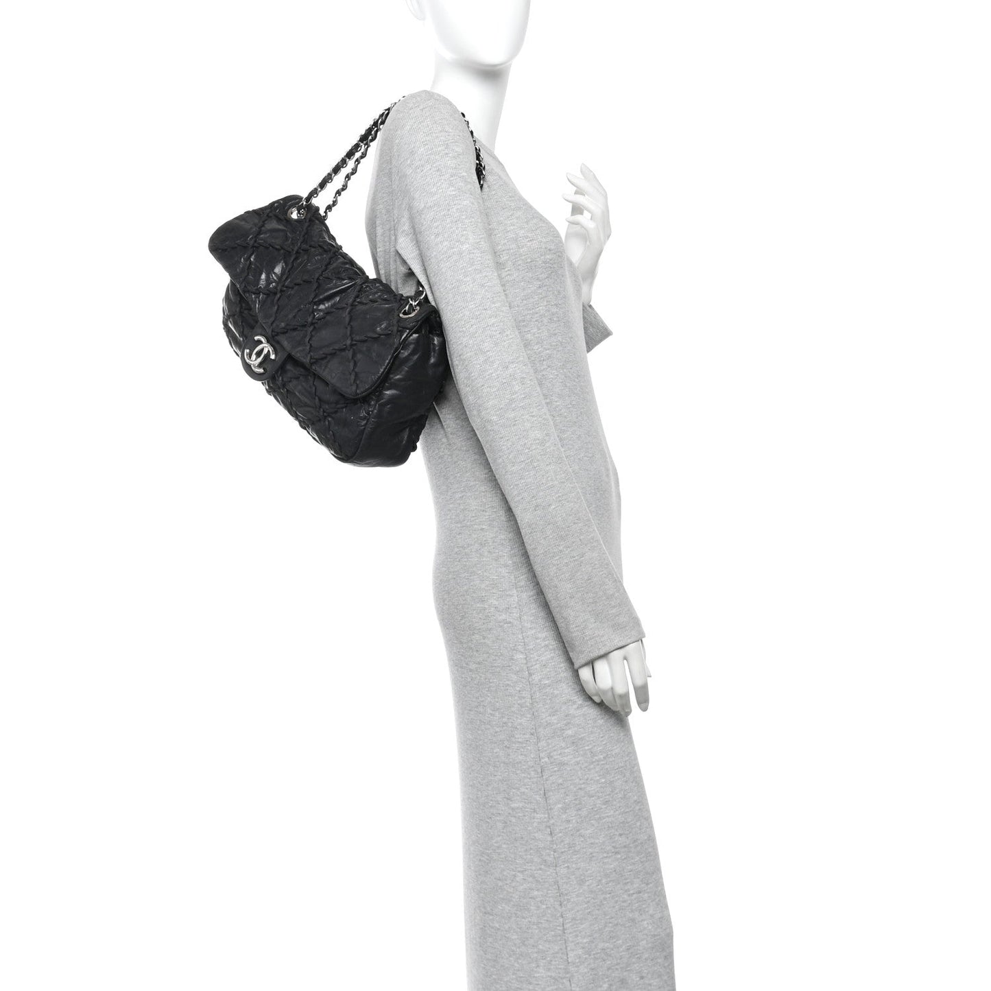 Calfskin Ultra Stitch Oversize Flap Black