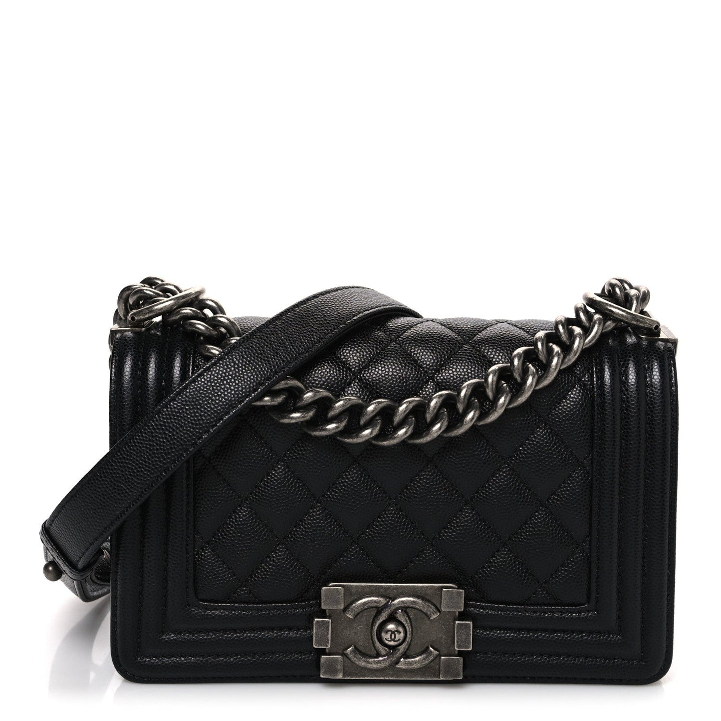 Caviar Quilted Small Boy Flap Black