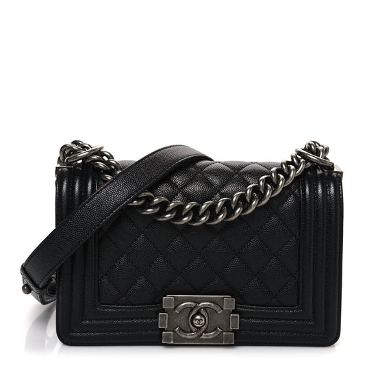 Caviar Quilted Small Boy Flap Black
