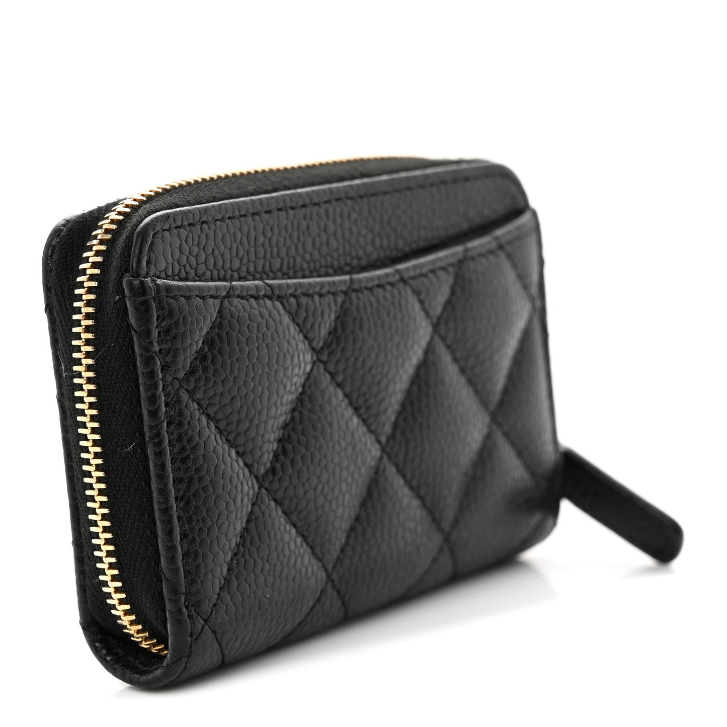 Caviar Quilted Zip Coin Purse Black