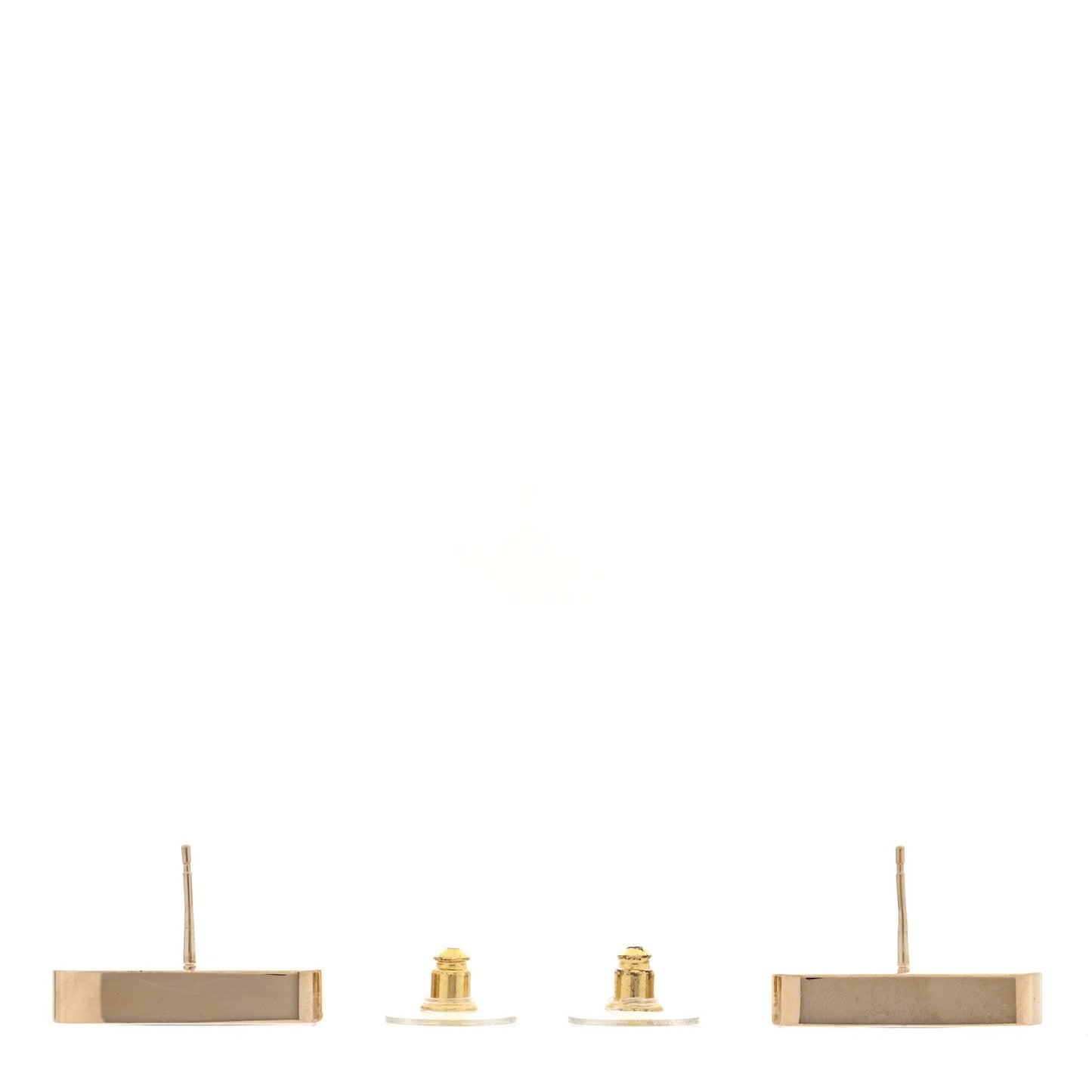 Metal Enamel CC Square Earrings Gold Pink Black