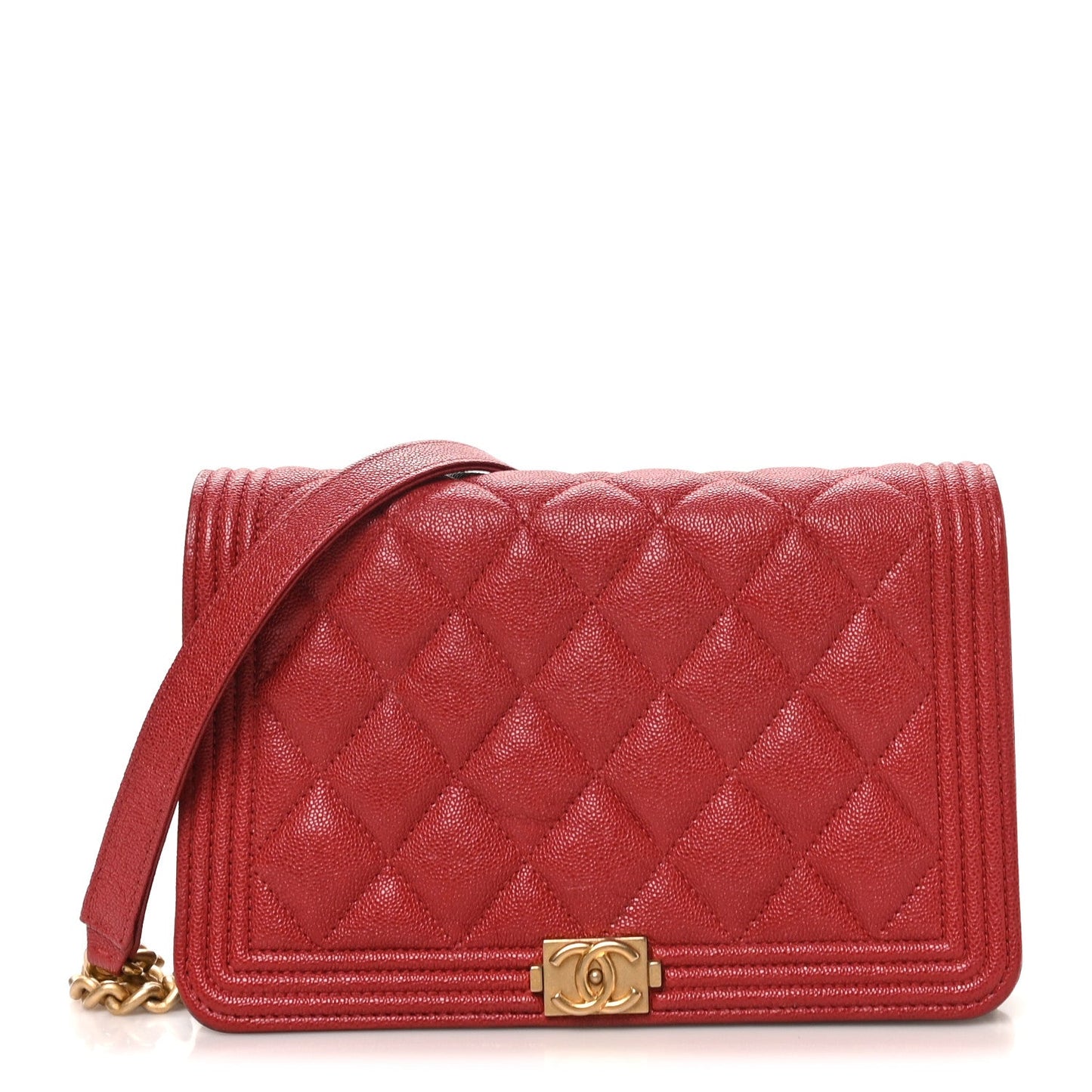 Caviar Quilted Boy Wallet On Chain WOC Red
