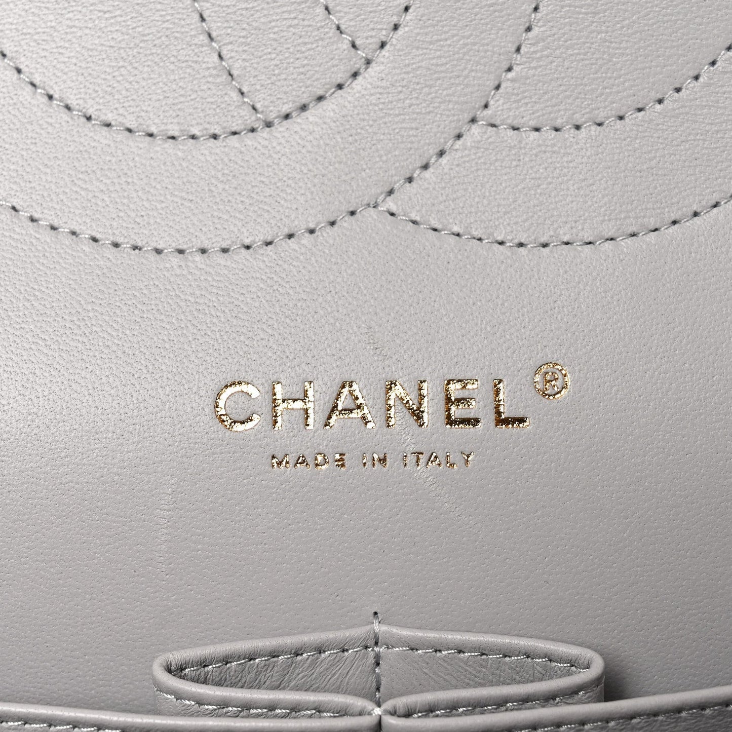 Caviar Quilted Jumbo Double Flap Grey