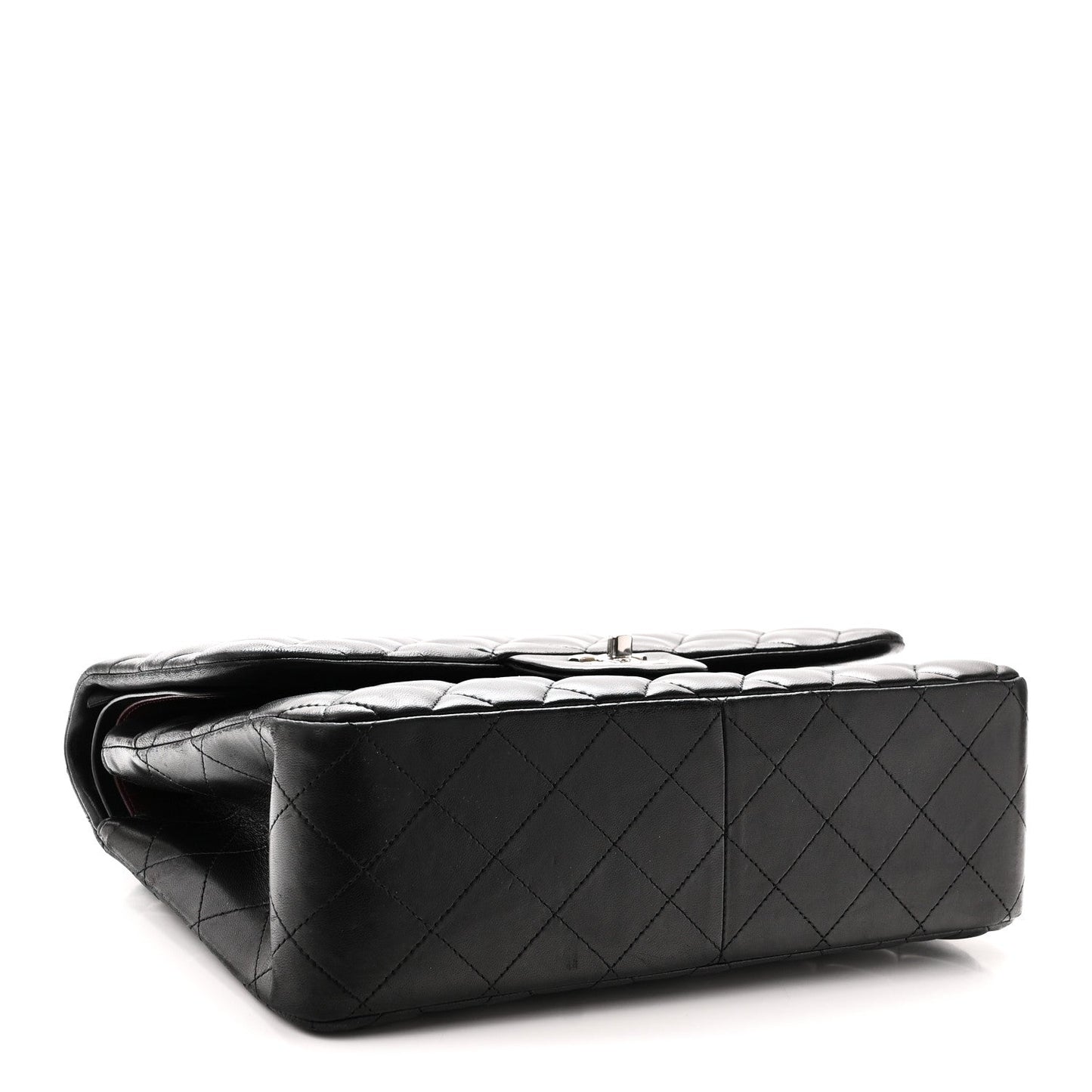 Lambskin Quilted Jumbo Double Flap Black