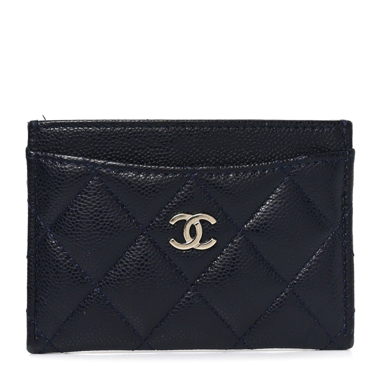 Caviar Quilted Card Holder Navy