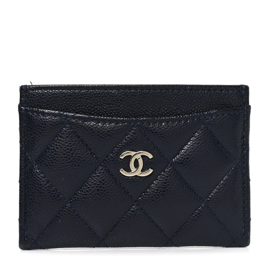 Caviar Quilted Card Holder Navy