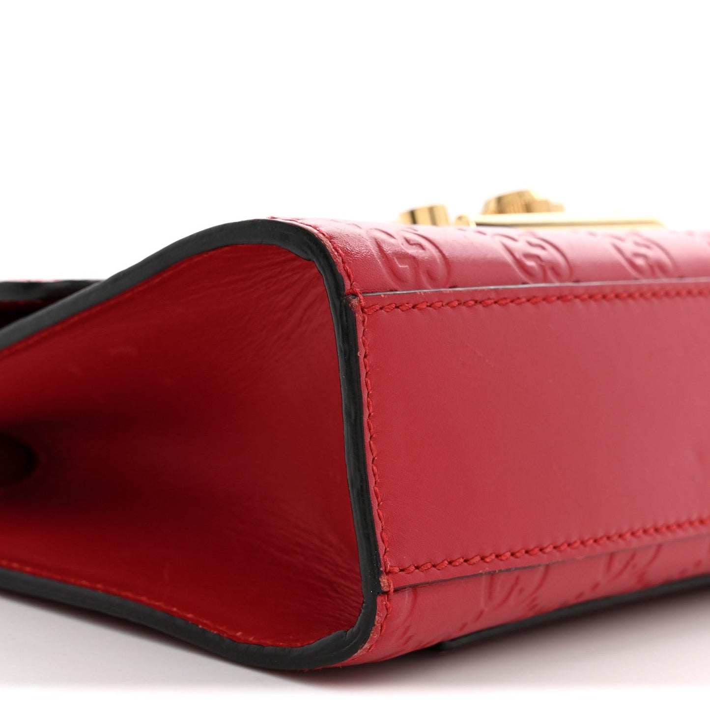 Guccissima Small Padlock Shoulder Bag Hibiscus Red