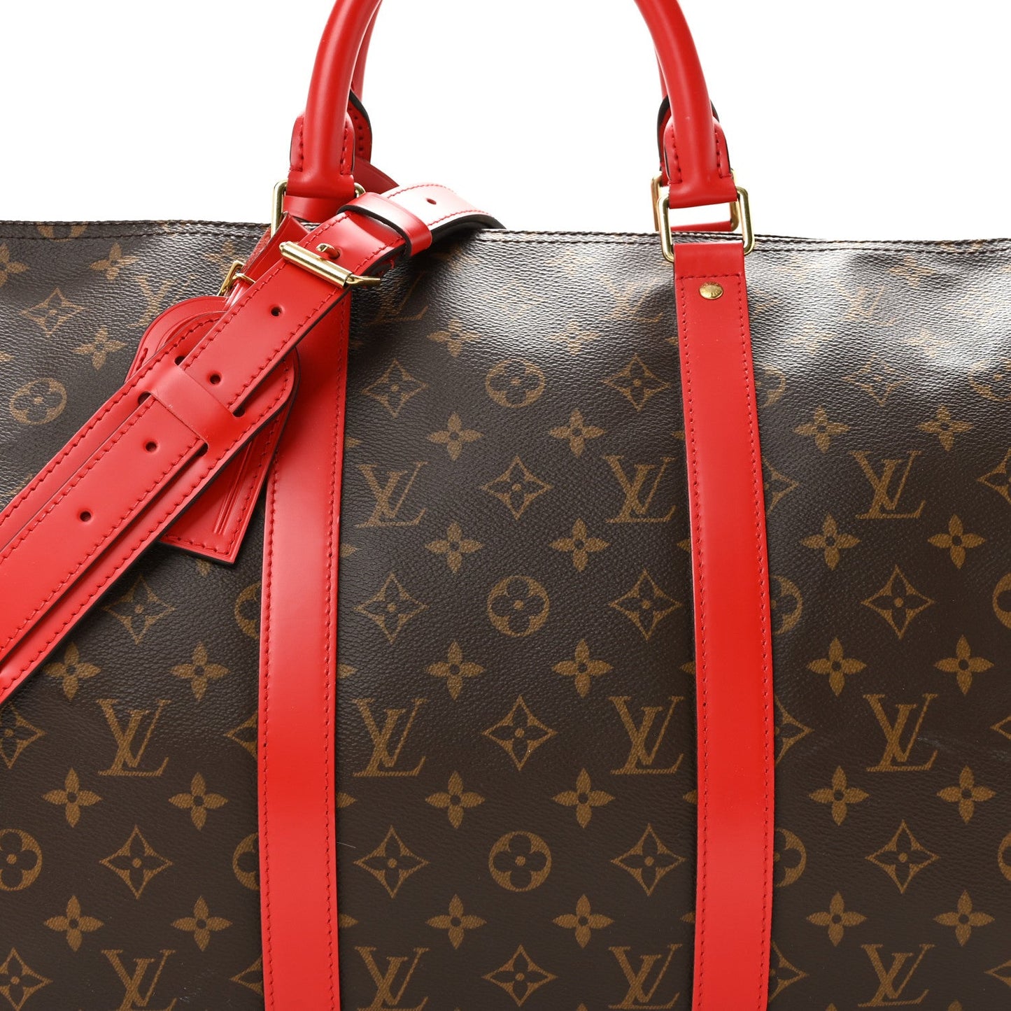 Calfskin Monogram Keepall Bandouliere 50 Coquelicot