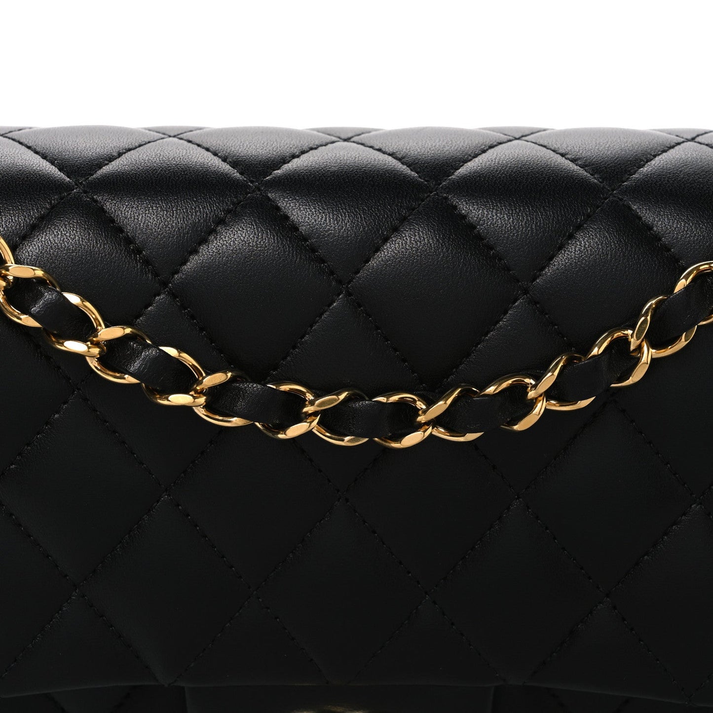 Lambskin Quilted Medium Double Flap Black
