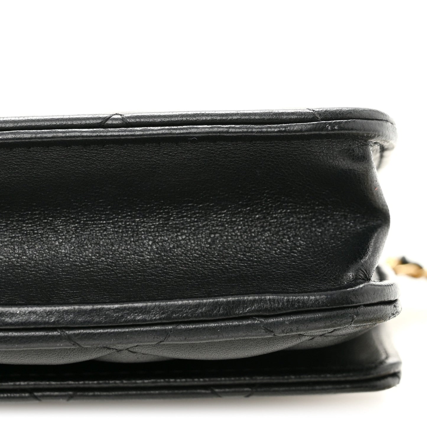 Lambskin Quilted CC Pearl Crush Wallet on Chain WOC Black