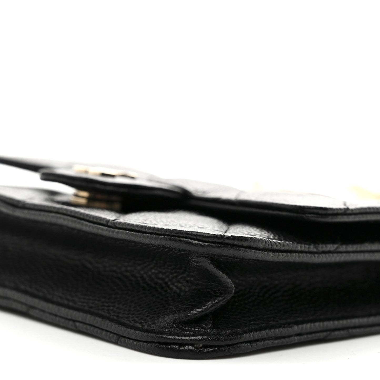 Caviar Quilted Mini Chain Belt Bag Black