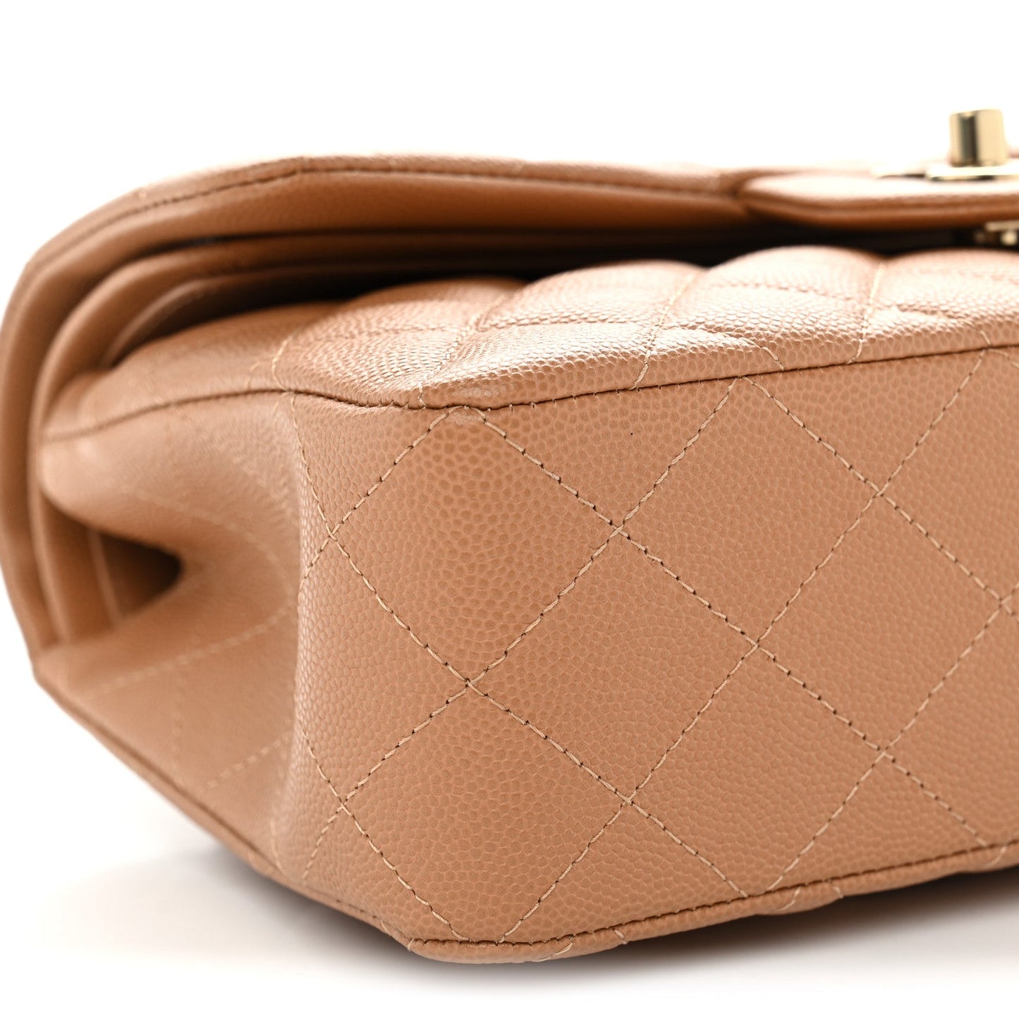 Caviar Quilted Small Double Flap Dark Beige