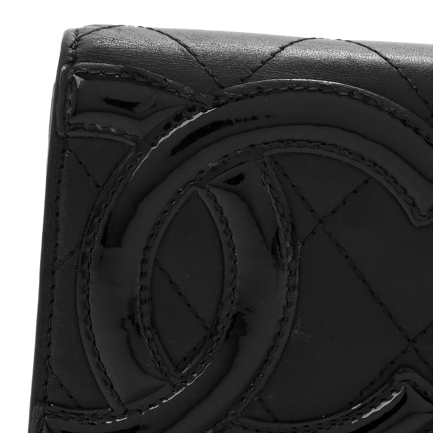 Calfskin Quilted Cambon Long Double Wallet Black