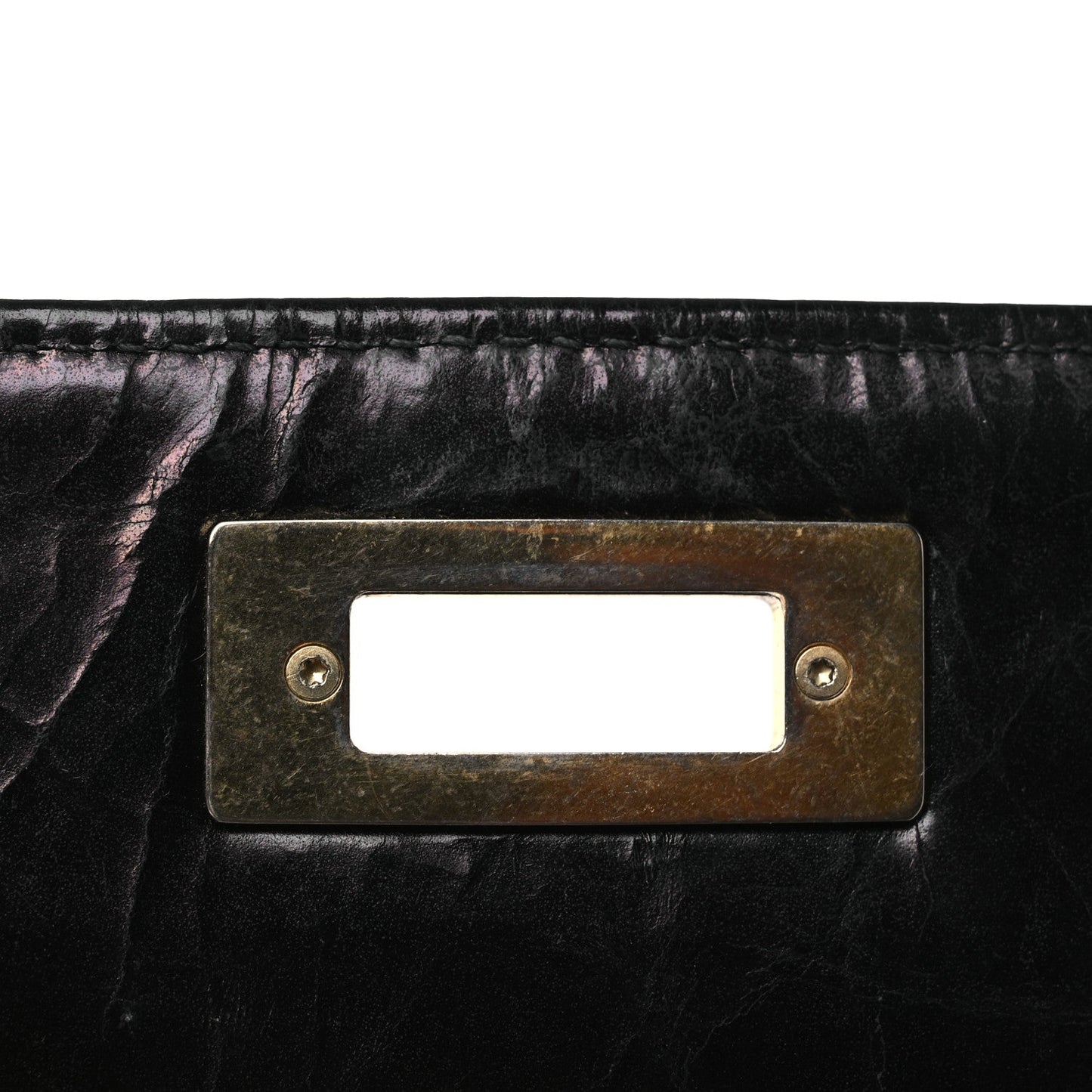 Glazed Calfskin Quilted Rita Top Handle Flap Black