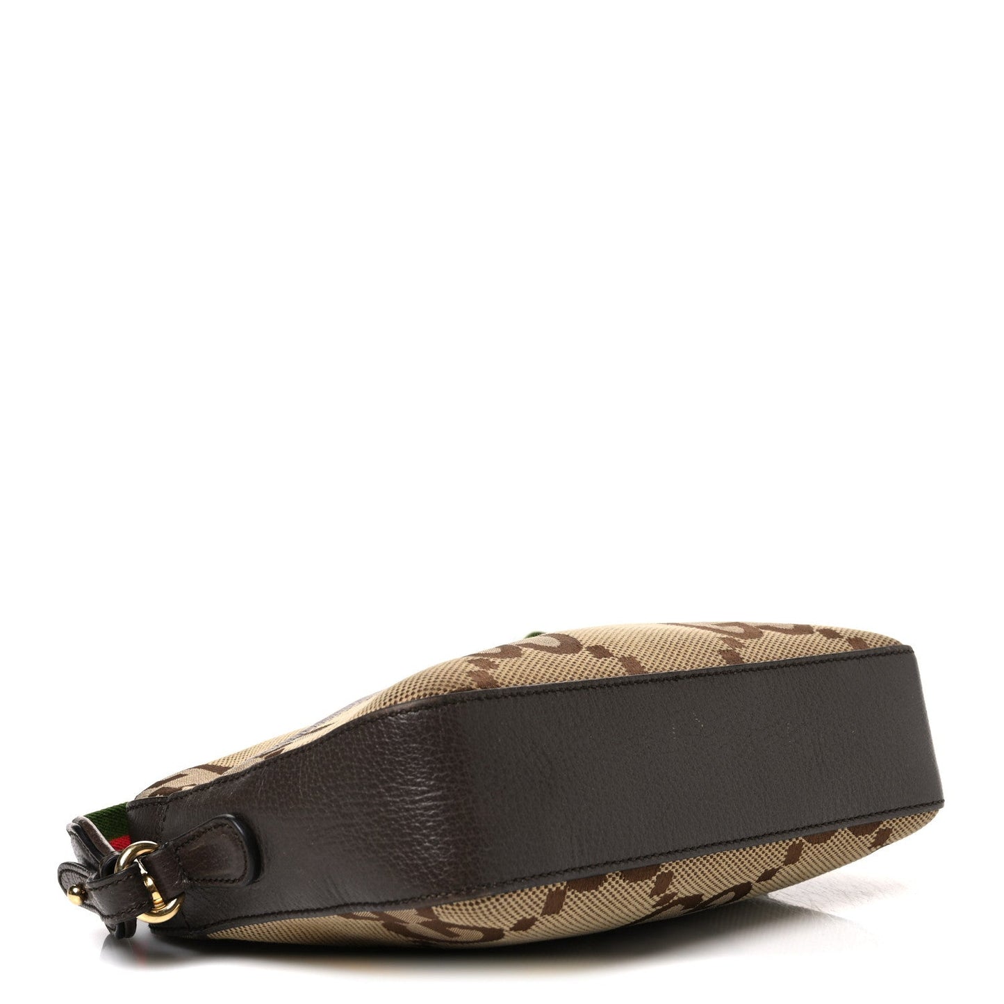 Monogram Jumbo GG Textured Dollar Calfskin Web Messenger Shoulder Bag Camel Ebony New Acero