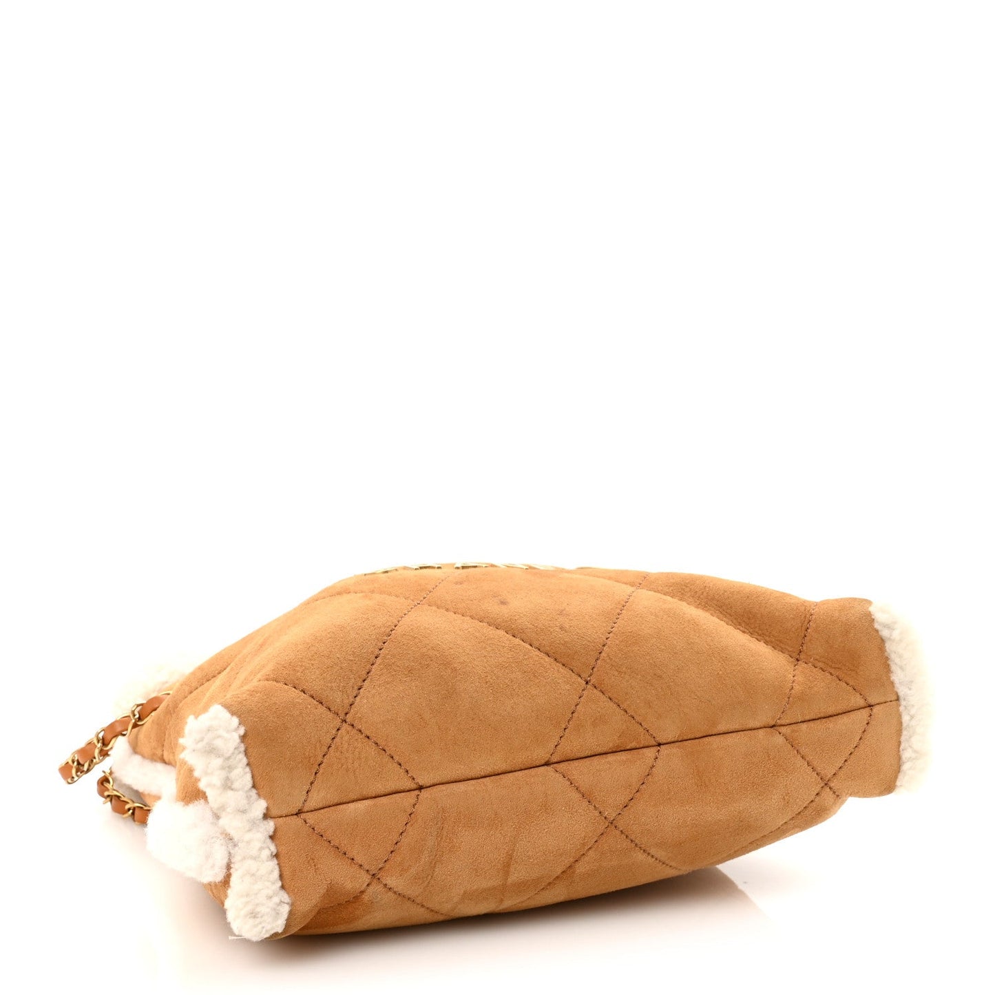 Suede Shearling Quilted Small Chanel 22 Brown White